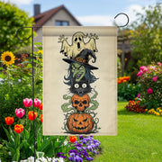 Halloween Garden Flag | Witch Ghost Black Cat Pumpkin Yard Decor | Fall Outdoor Banner | Spooky Lawn Decoration | Trick or Treat Sign