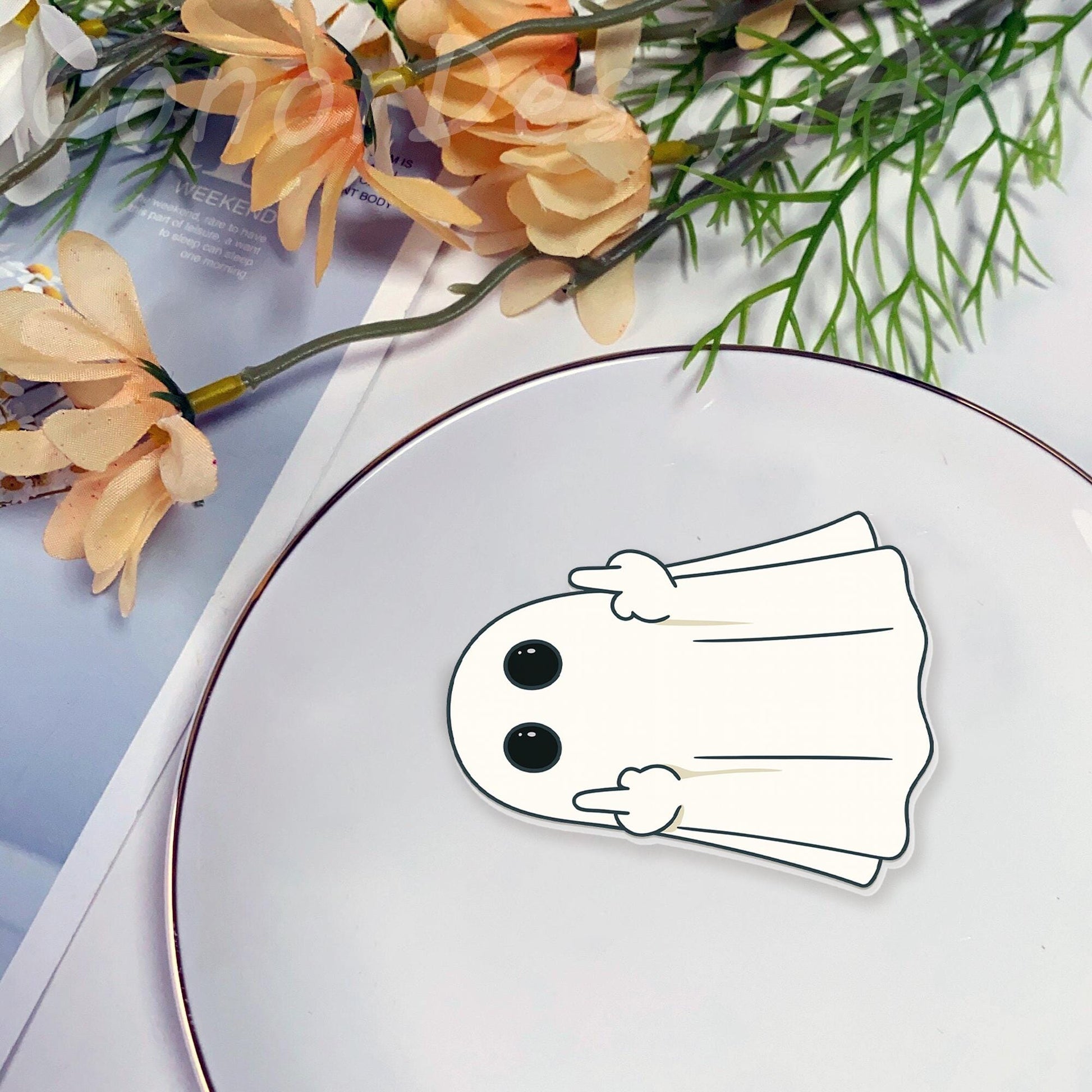 Rude Ghost Hair Clip – Funny Adult Halloween Hair Accessory, Middle Finger Ghost Barrette, Spooky Sassy Goth Girl Gift