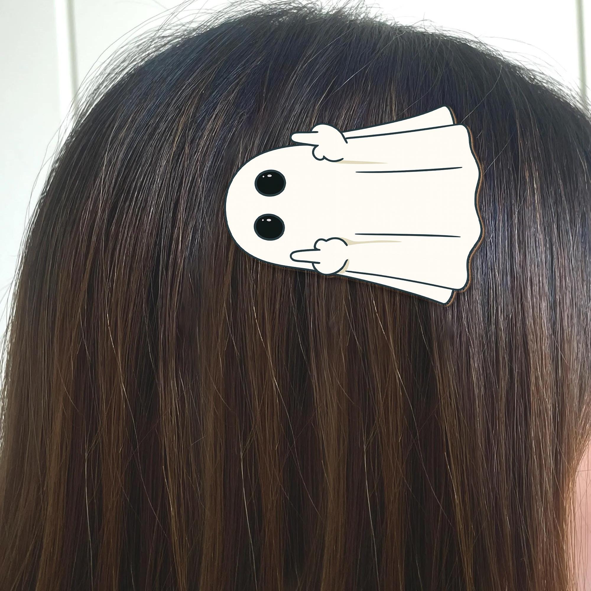 Rude Ghost Hair Clip – Funny Adult Halloween Hair Accessory, Middle Finger Ghost Barrette, Spooky Sassy Goth Girl Gift