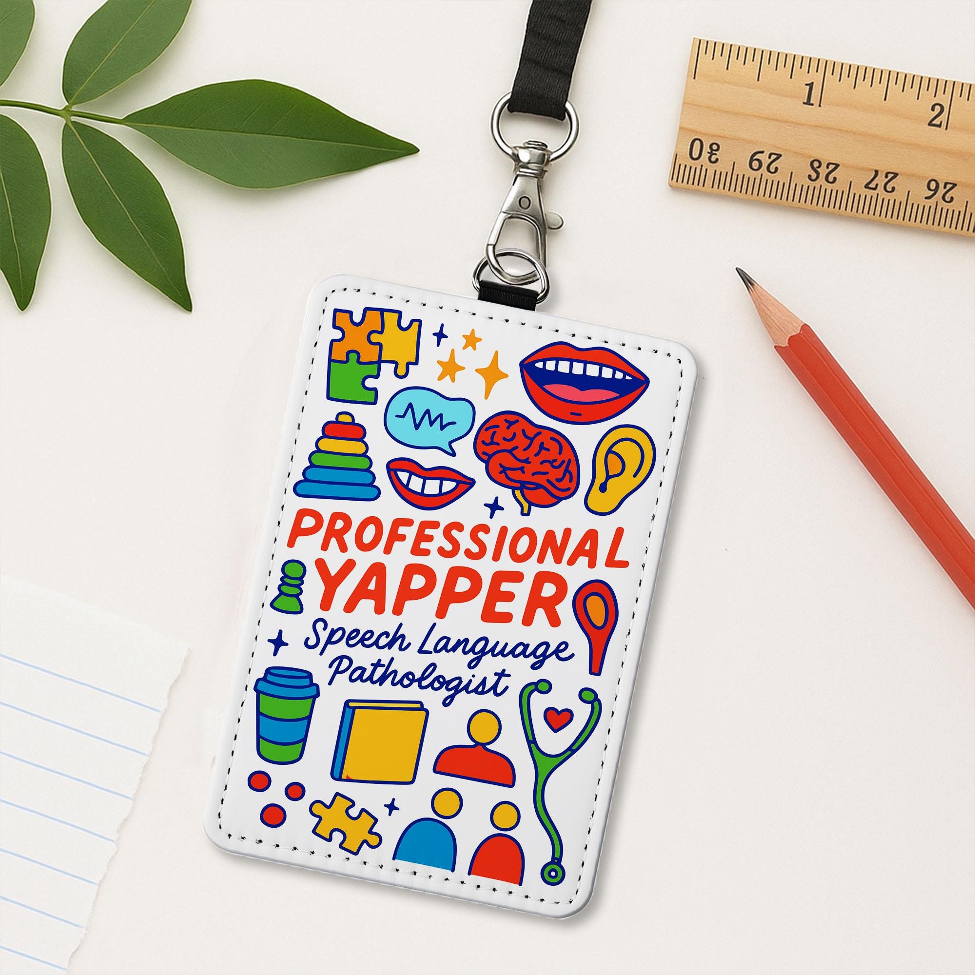 Speech Language Pathologist Badge Holder - Professional Yapper ID Tag, Funny SLP Gift, Colorful Lanyard Accessory for Therapists, Slp Badge