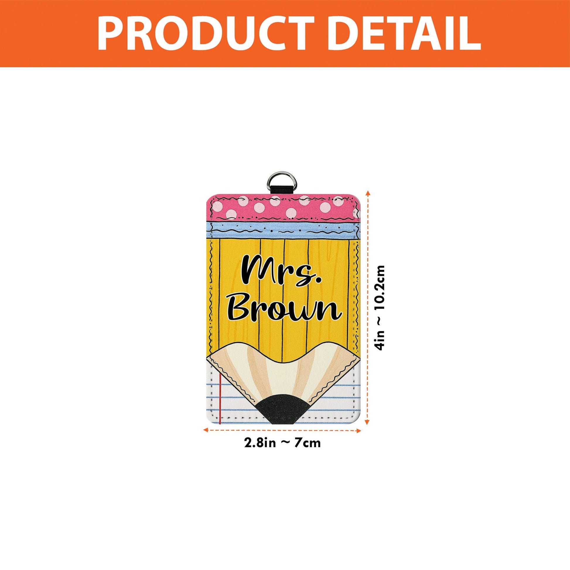 Personalized Teacher Badge Holder - Cute Pencil Design Name Tag for Classroom, Custom Lanyard ID Clip, Back to School Gift, Teacher Gift