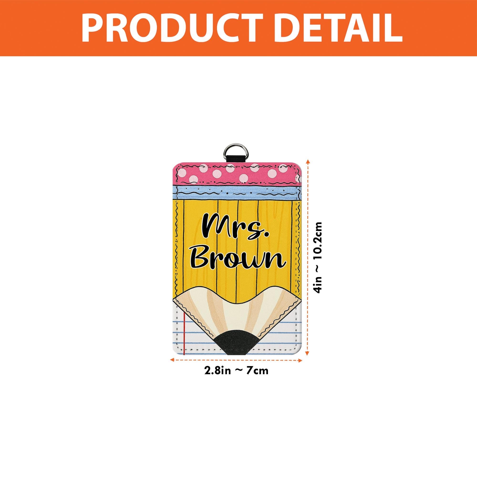 Personalized Teacher Badge Holder - Cute Pencil Design Name Tag for Classroom, Custom Lanyard ID Clip, Back to School Gift, Teacher Gift