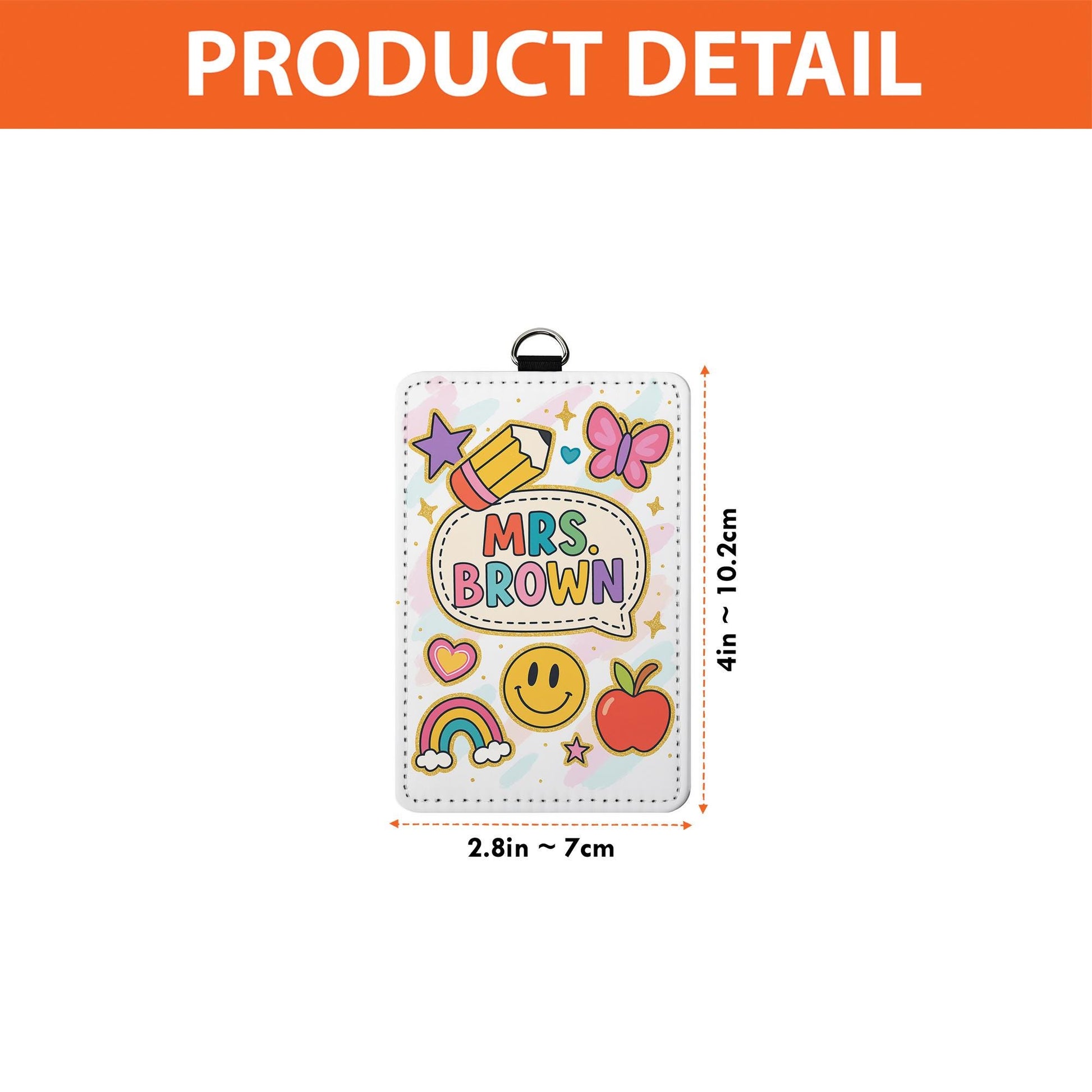 Personalized Teacher Badge Holder - Cute Rainbow & Doodle Style Name Tag, Fun Classroom ID Clip, Back to School Gift for Educators, Teachers
