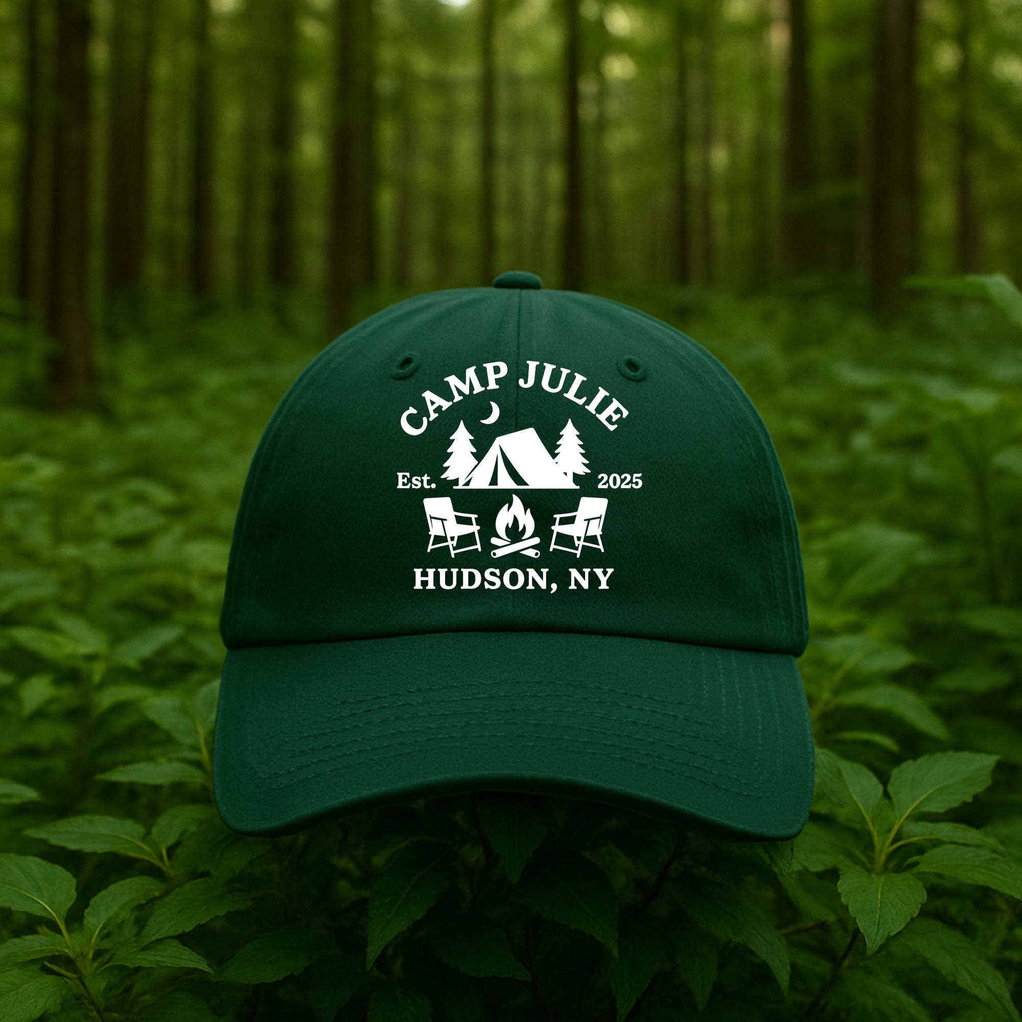 Camp Bach Hat – Custom Bachelorette Camping Hat with Name & Location, Embroidered Tent Cap, Personalized Outdoor Party Gift