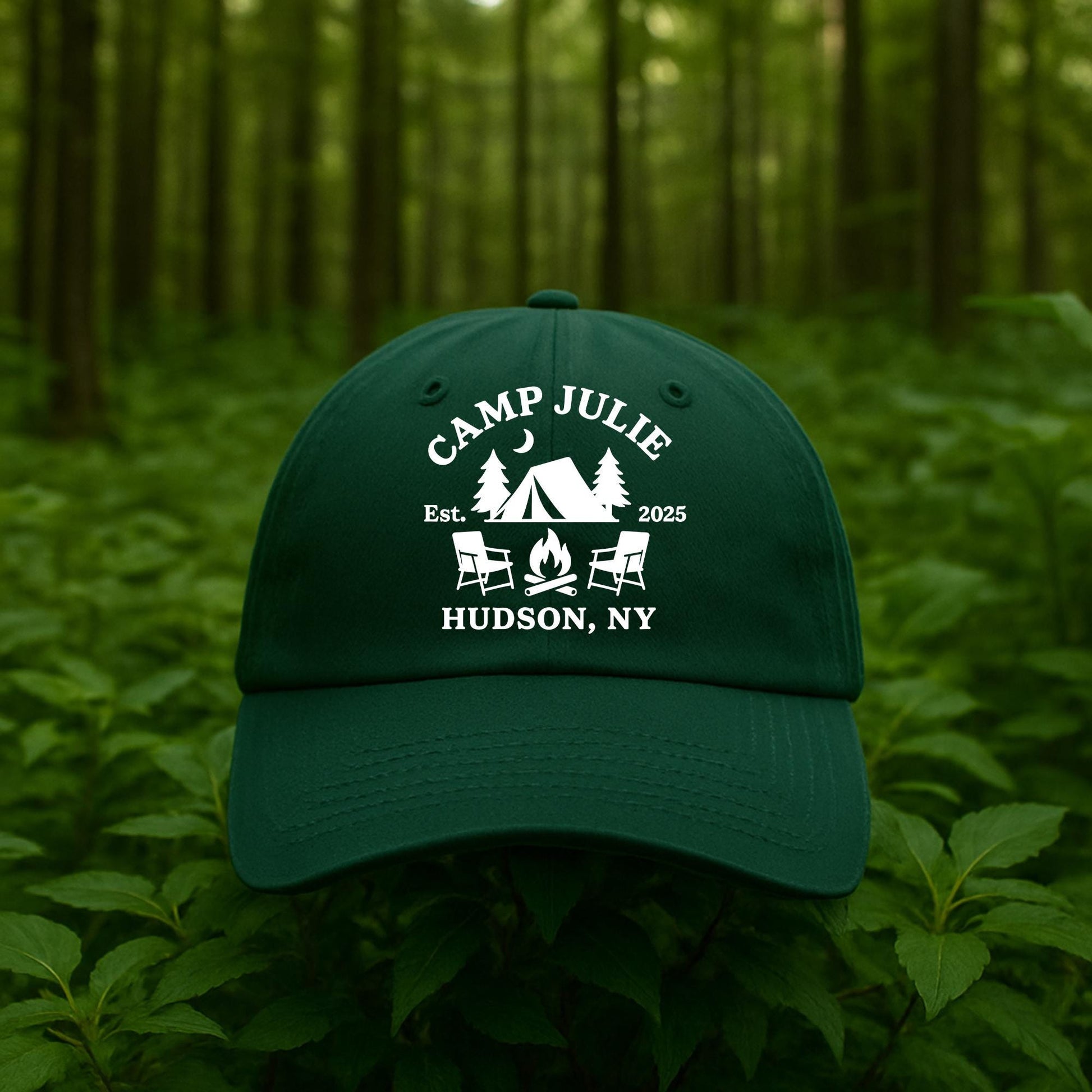Camp Bach Hat – Custom Bachelorette Camping Hat with Name & Location, Embroidered Tent Cap, Personalized Outdoor Party Gift