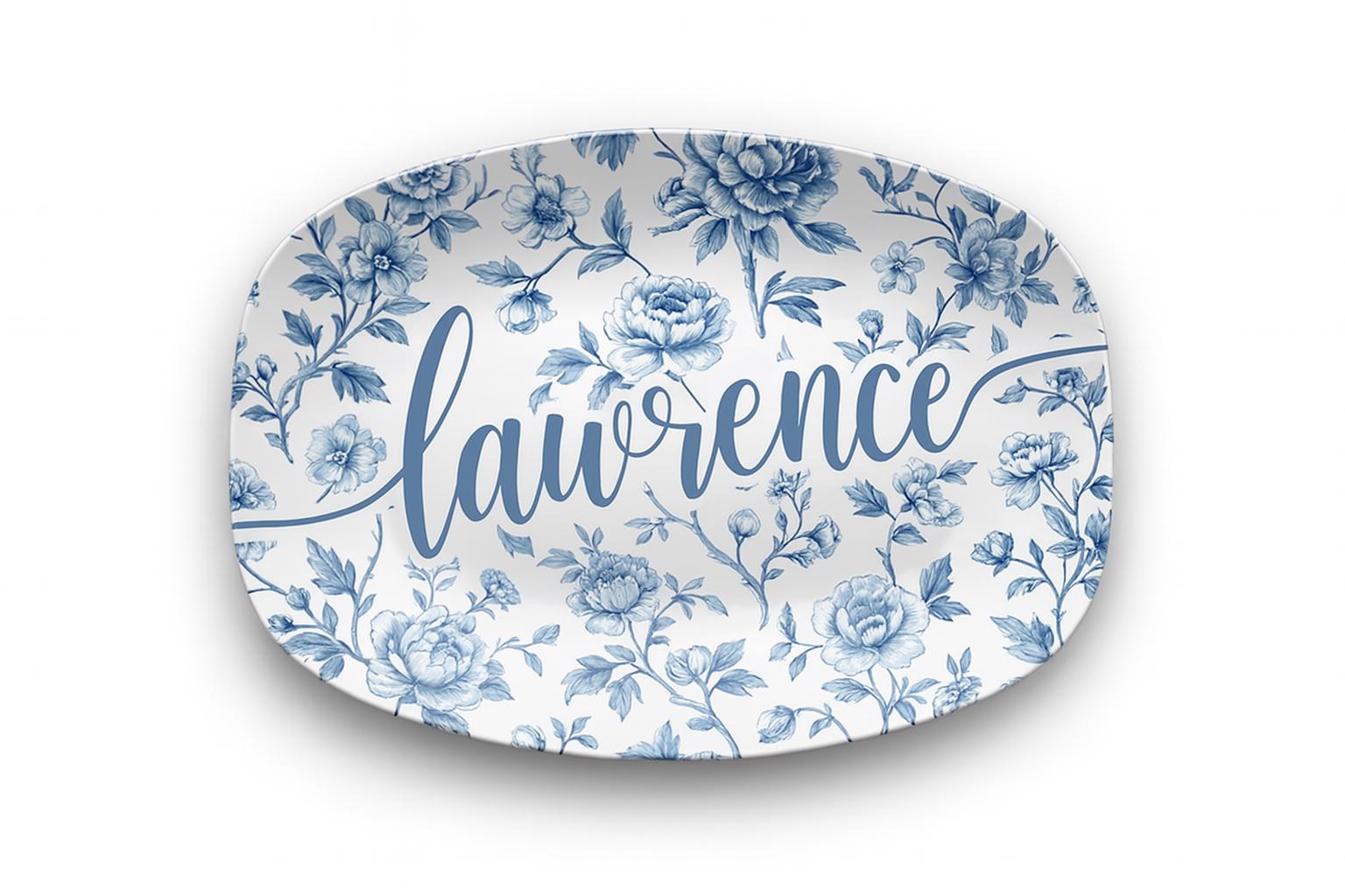 Custom Toile de Jouy Name Platter | Personalized Blue Floral Plate | Wedding Gift | Housewarming Present | Elegant Kitchen DECOR only