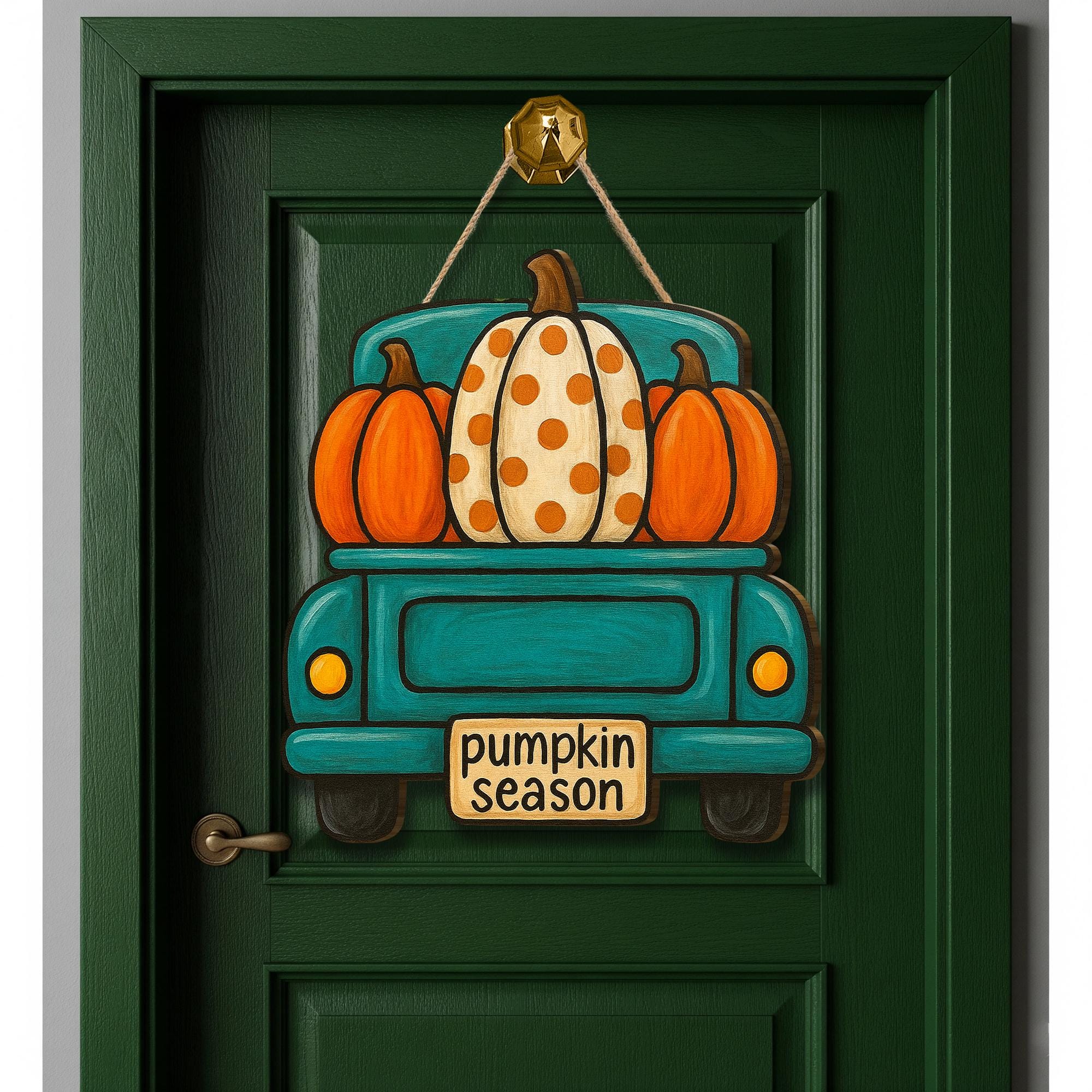 Pumpkin Season Wooden Door Sign, Fall Truck Decor, Autumn Wooden Sign, Farmhouse Pumpkin Decor, Rustic Front Door Hanging