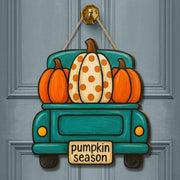 Pumpkin Season Wooden Door Sign, Fall Truck Decor, Autumn Wooden Sign, Farmhouse Pumpkin Decor, Rustic Front Door Hanging