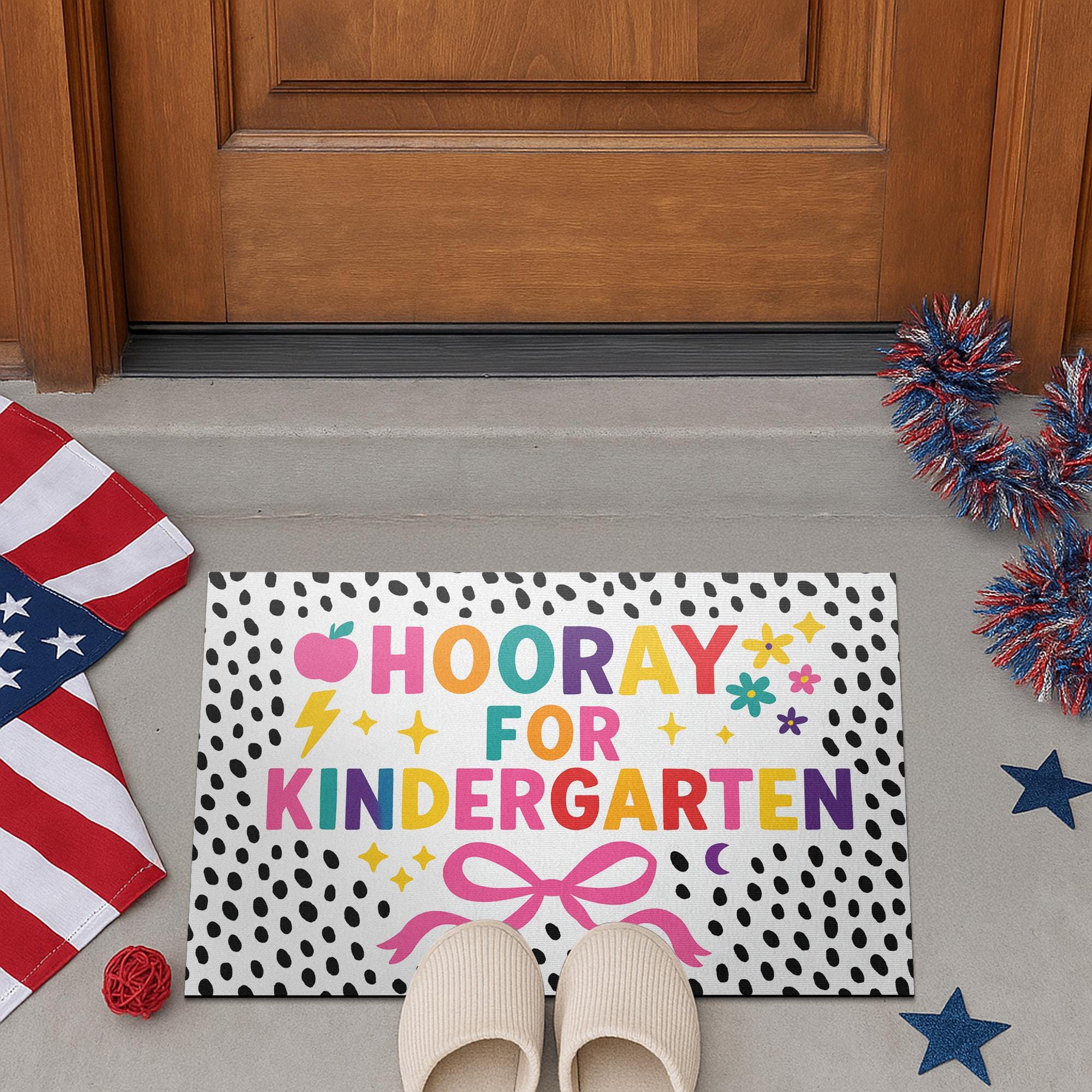 Hooray for Kindergarten Doormat, Back to School Welcome Mat, Classroom Rug, Colorful Entry Decor, Teacher Gift Idea