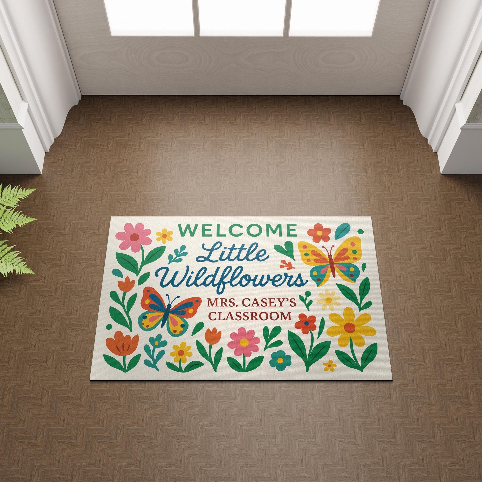 Welcome Little Wildflowers Doormat, Classroom Rug, Back to School Mat, Teacher Door Decor, Personalized Student Welcome Mat