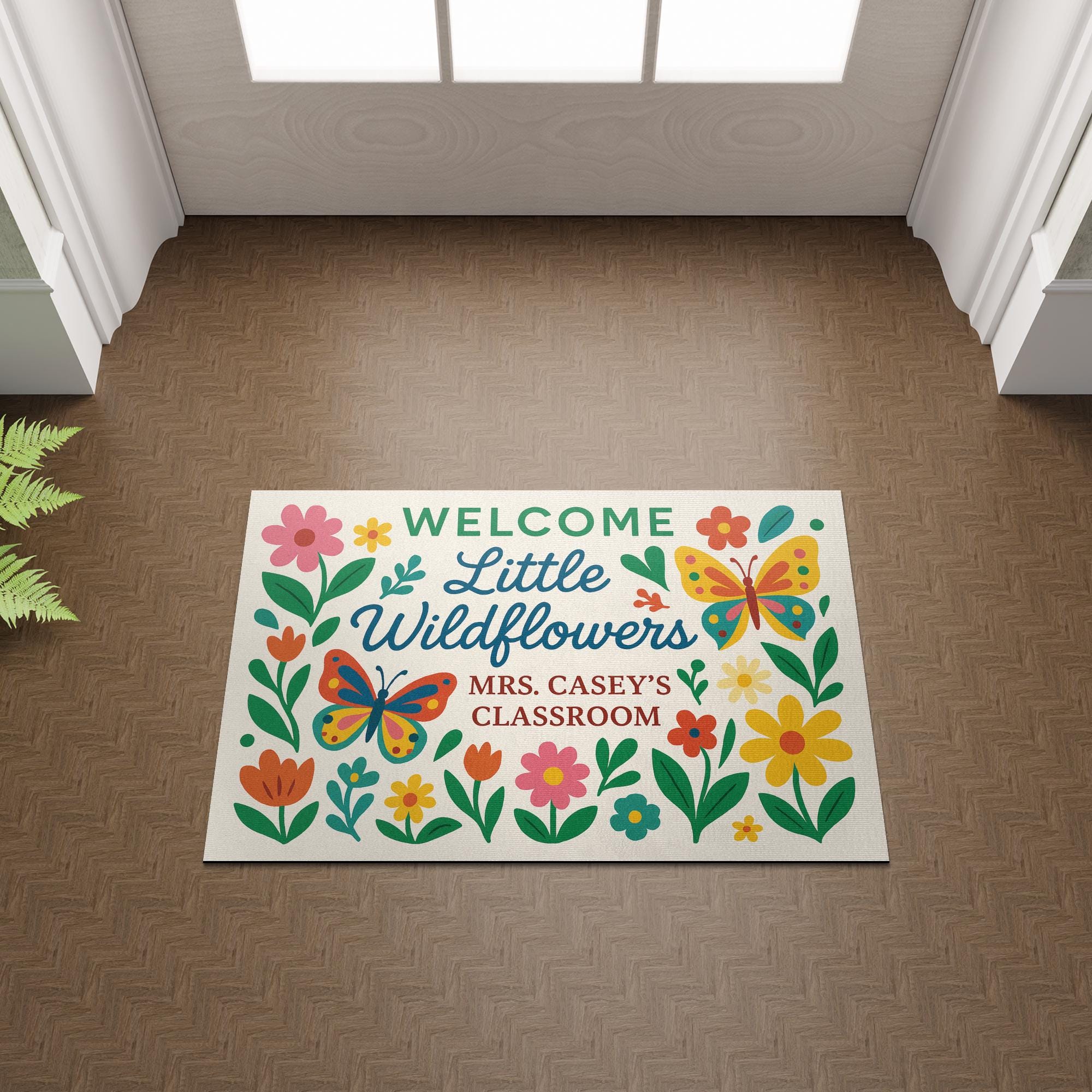 Welcome Little Wildflowers Doormat, Classroom Rug, Back to School Mat, Teacher Door Decor, Personalized Student Welcome Mat
