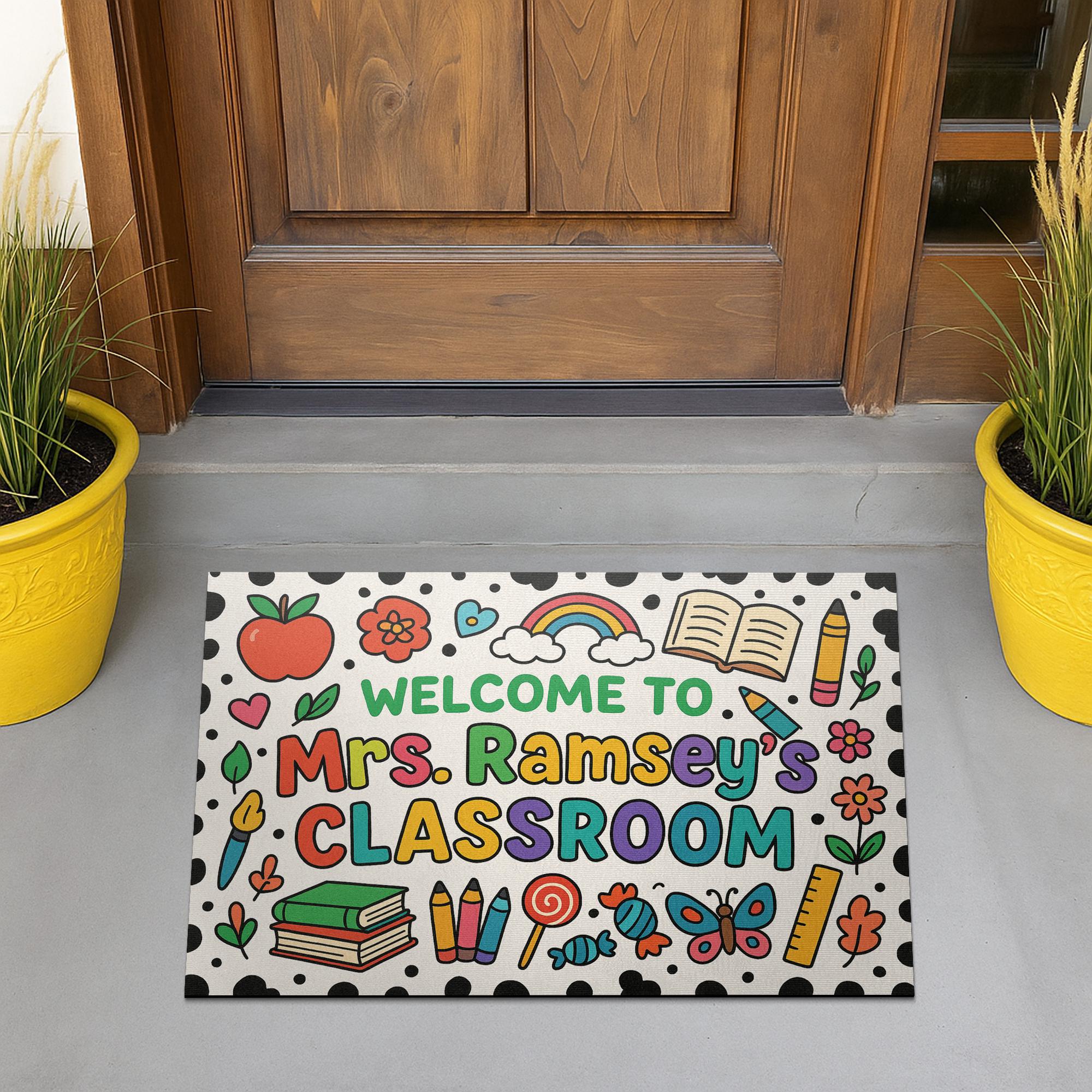 Welcome to Classroom Doormat, Back to School Teacher Rug, Cute Classroom Decor, Personalized Teacher Entry Mat, Back To School