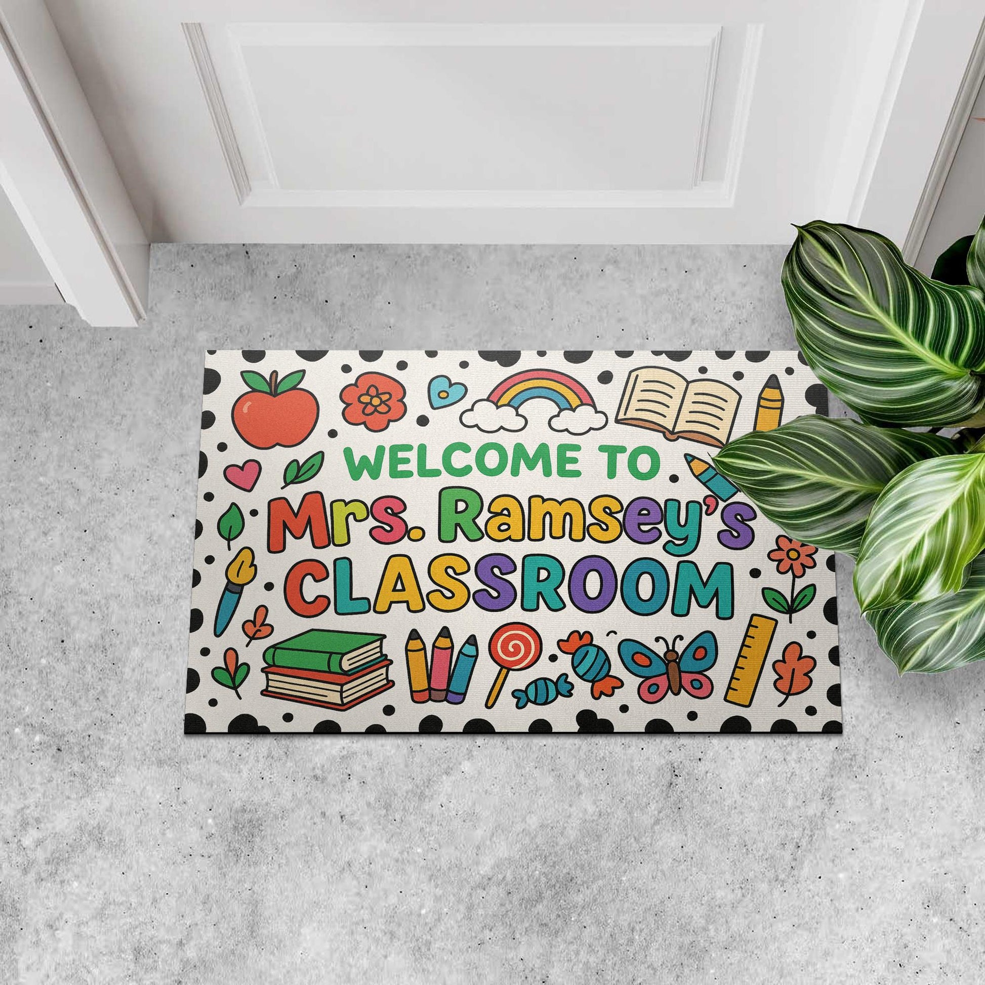 Welcome to Classroom Doormat, Back to School Teacher Rug, Cute Classroom Decor, Personalized Teacher Entry Mat, Back To School