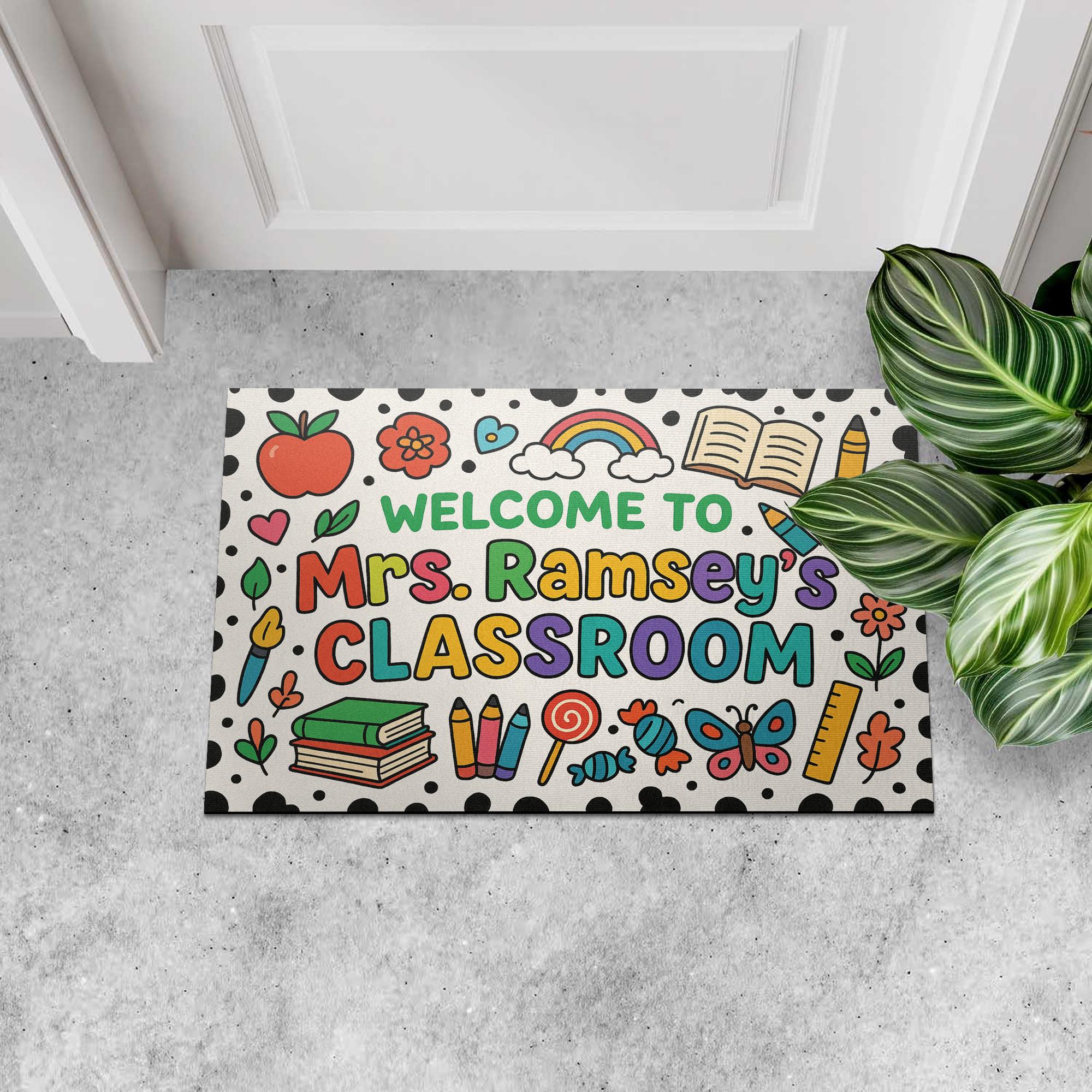 Welcome to Classroom Doormat, Back to School Teacher Rug, Cute Classroom Decor, Personalized Teacher Entry Mat, Back To School