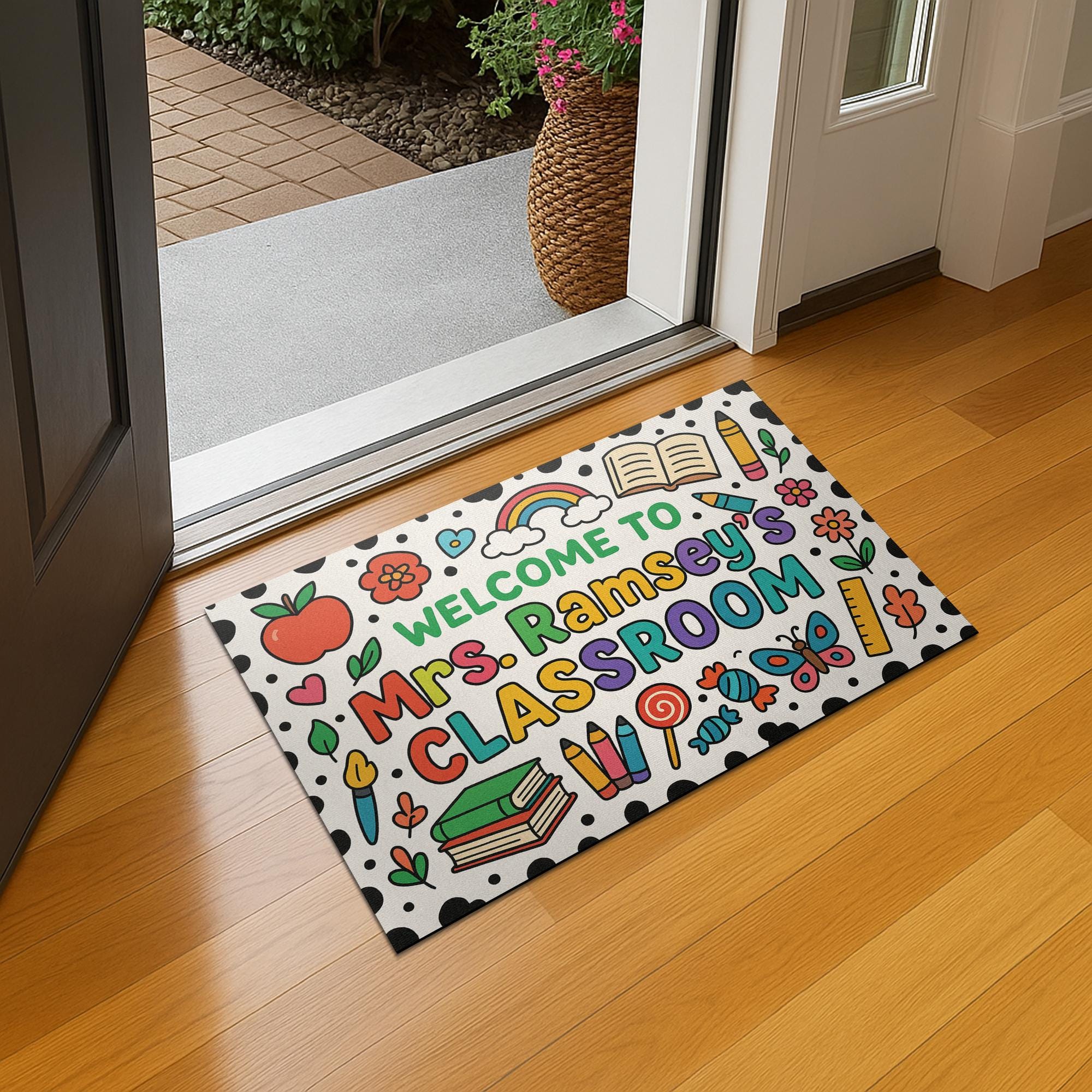 Welcome to Classroom Doormat, Back to School Teacher Rug, Cute Classroom Decor, Personalized Teacher Entry Mat, Back To School