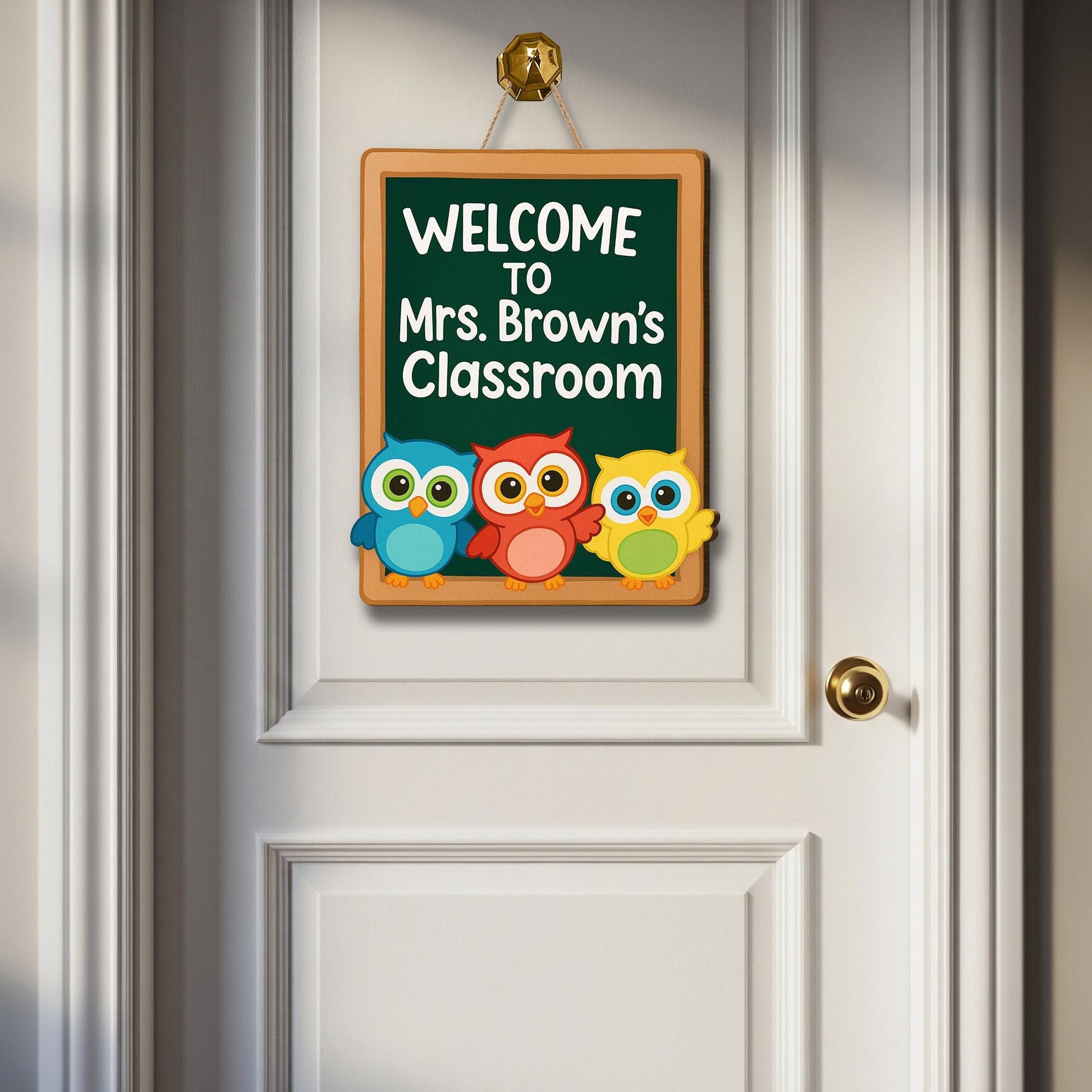 Welcome to Teachers Classroom Sign - Cute Owl Teacher Door Hanger, Personalized Classroom Decor for School or Daycare, Back To School Decor