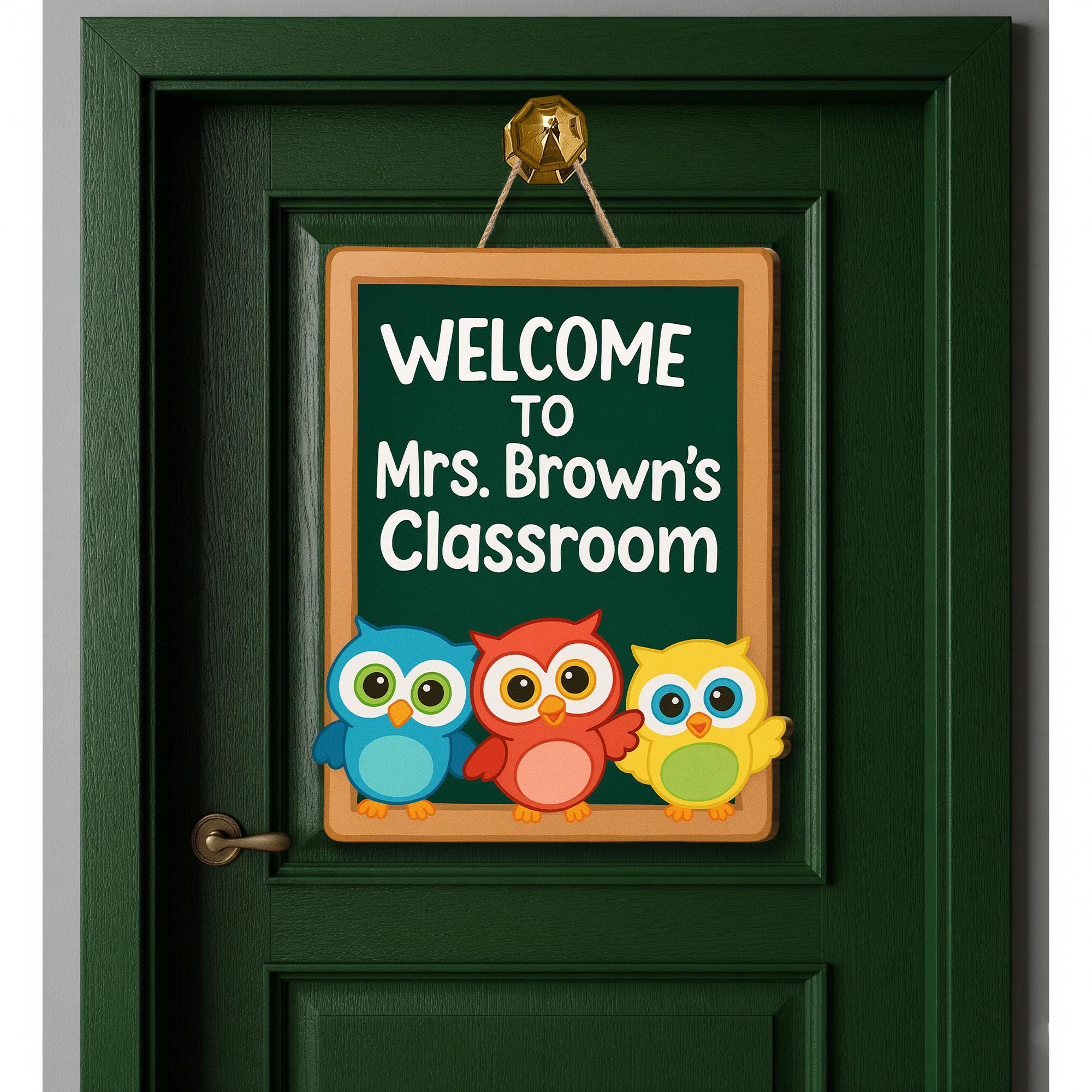 Welcome to Teachers Classroom Sign - Cute Owl Teacher Door Hanger, Personalized Classroom Decor for School or Daycare, Back To School Decor