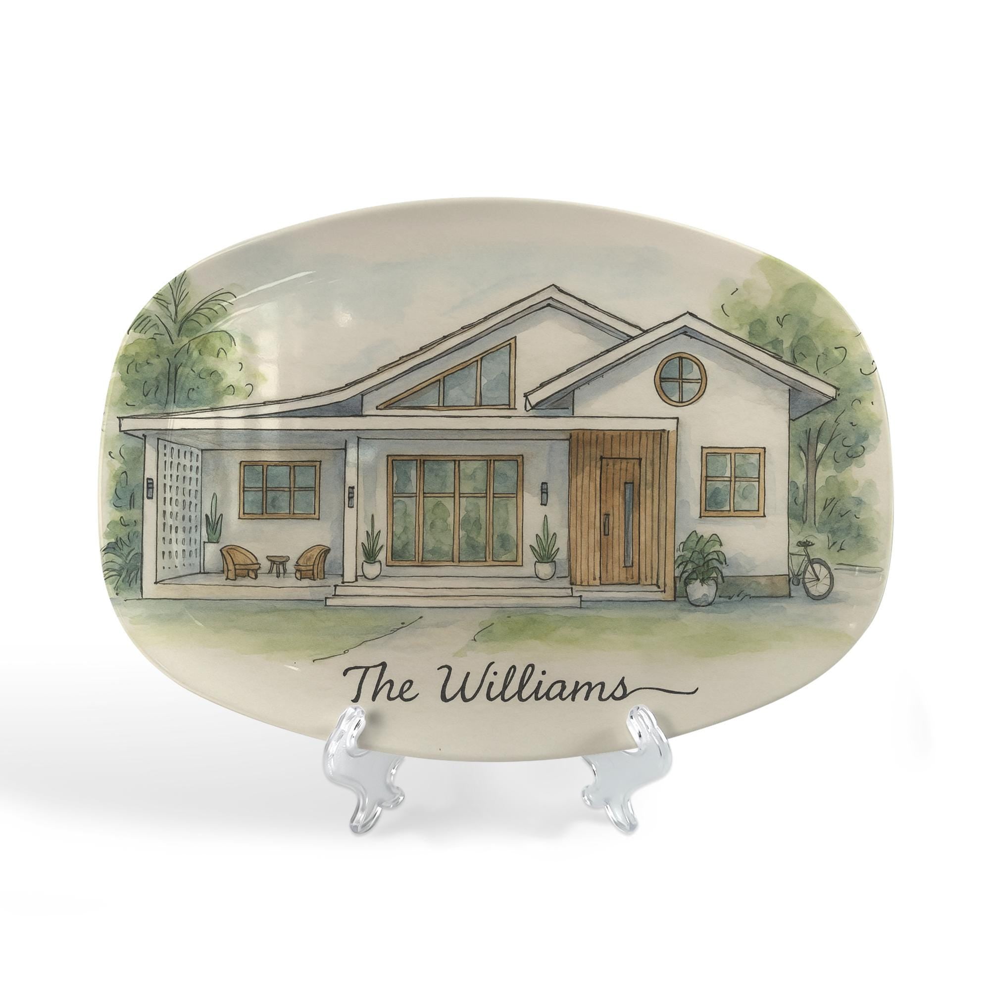 Custom House Portrait Platter – Personalized Home Gift – Housewarming Present for New Homeowners or Realtor Closing Gift - DECOR ONLY