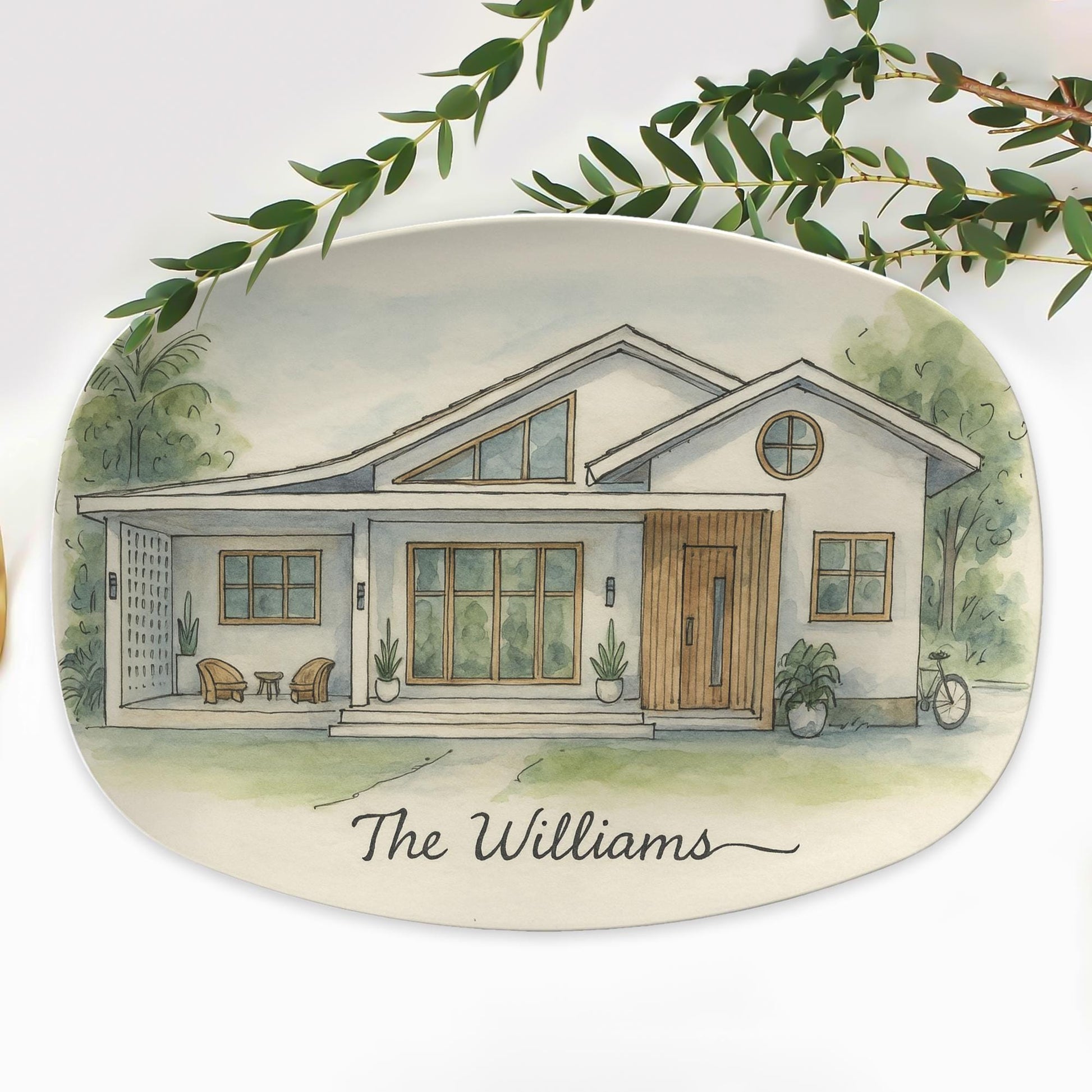 Custom House Portrait Platter – Personalized Home Gift – Housewarming Present for New Homeowners or Realtor Closing Gift - DECOR ONLY