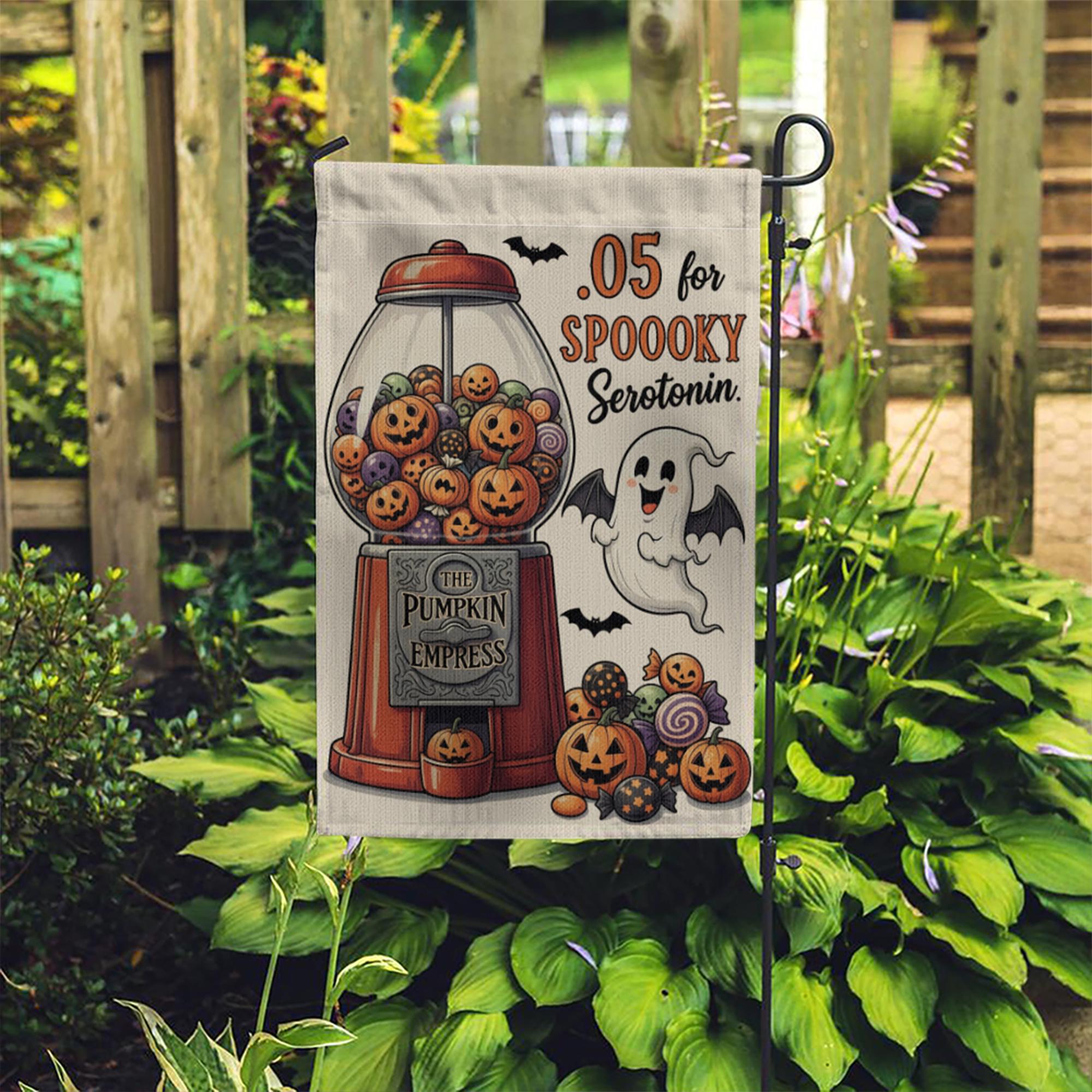 Spooky Halloween Garden Flag, Pumpkin Ghost Yard Sign, Funny Serotonin Décor, Outdoor Fall Lawn Decoration, Cute Halloween Yard Banner
