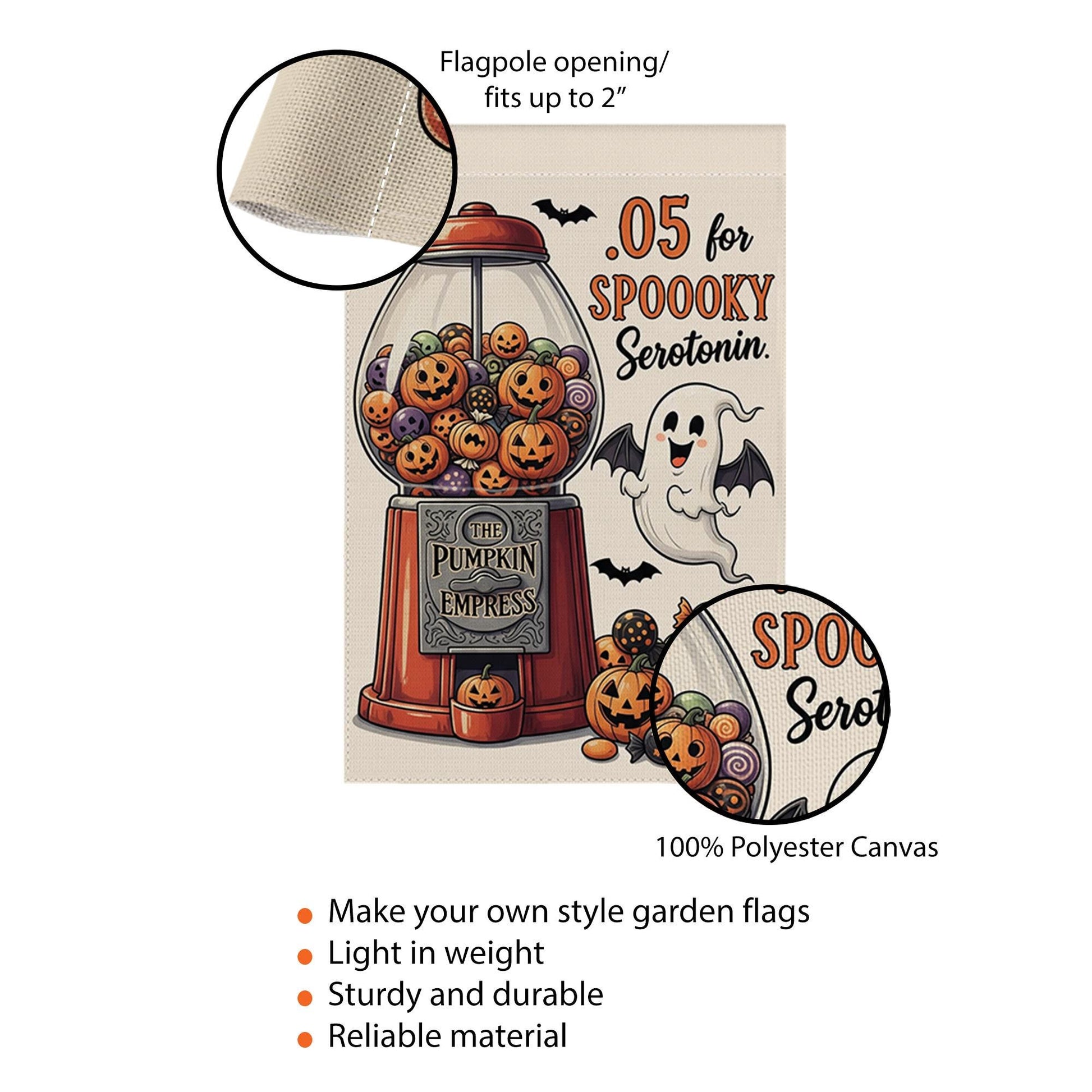 Spooky Halloween Garden Flag, Pumpkin Ghost Yard Sign, Funny Serotonin Décor, Outdoor Fall Lawn Decoration, Cute Halloween Yard Banner
