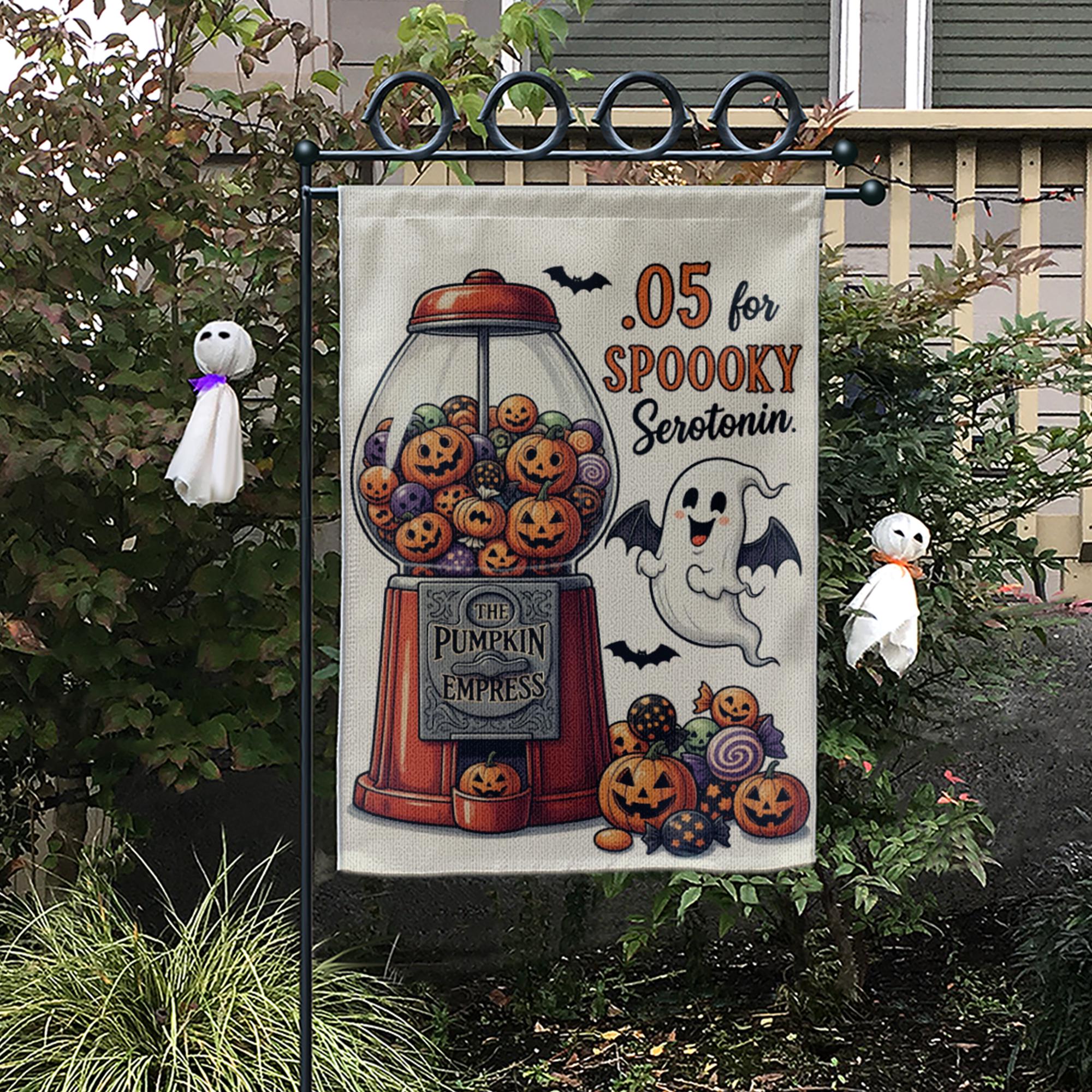 Spooky Halloween Garden Flag, Pumpkin Ghost Yard Sign, Funny Serotonin Décor, Outdoor Fall Lawn Decoration, Cute Halloween Yard Banner