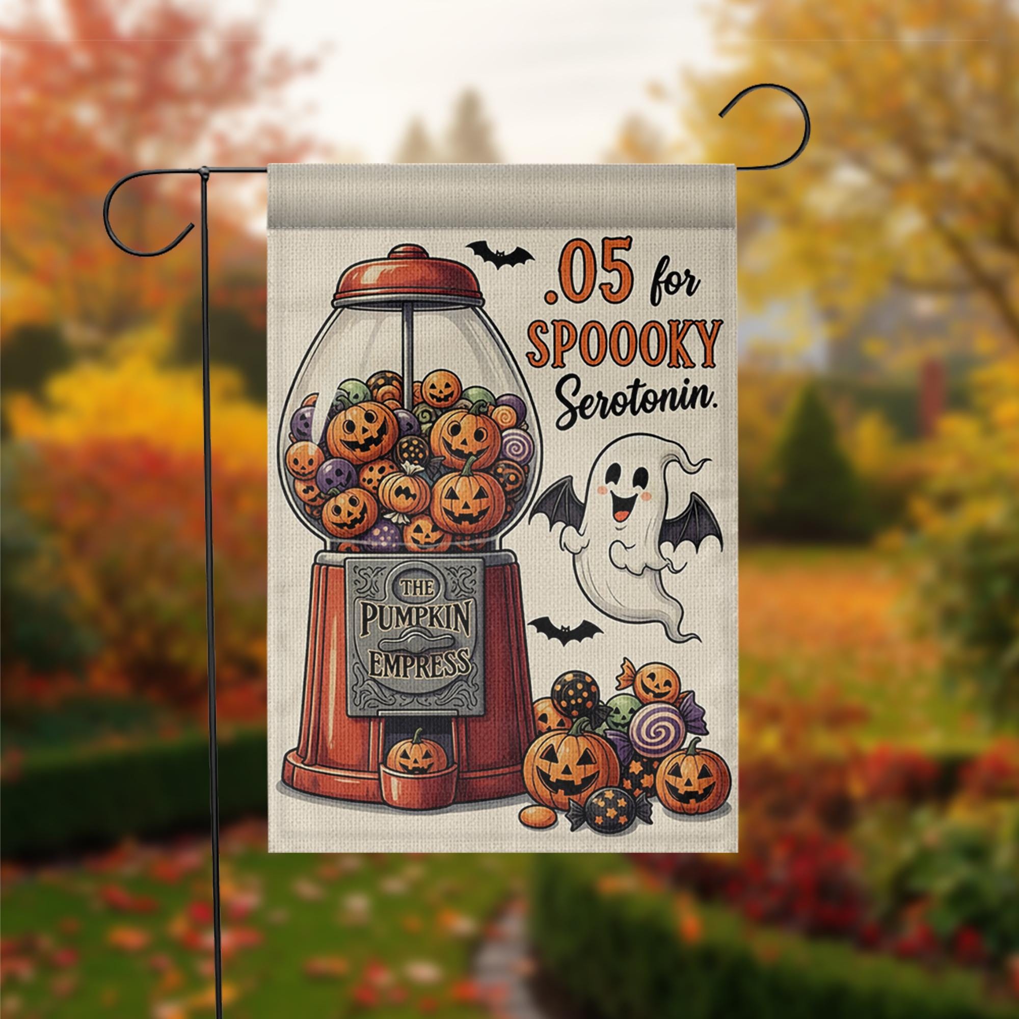 Spooky Halloween Garden Flag, Pumpkin Ghost Yard Sign, Funny Serotonin Décor, Outdoor Fall Lawn Decoration, Cute Halloween Yard Banner