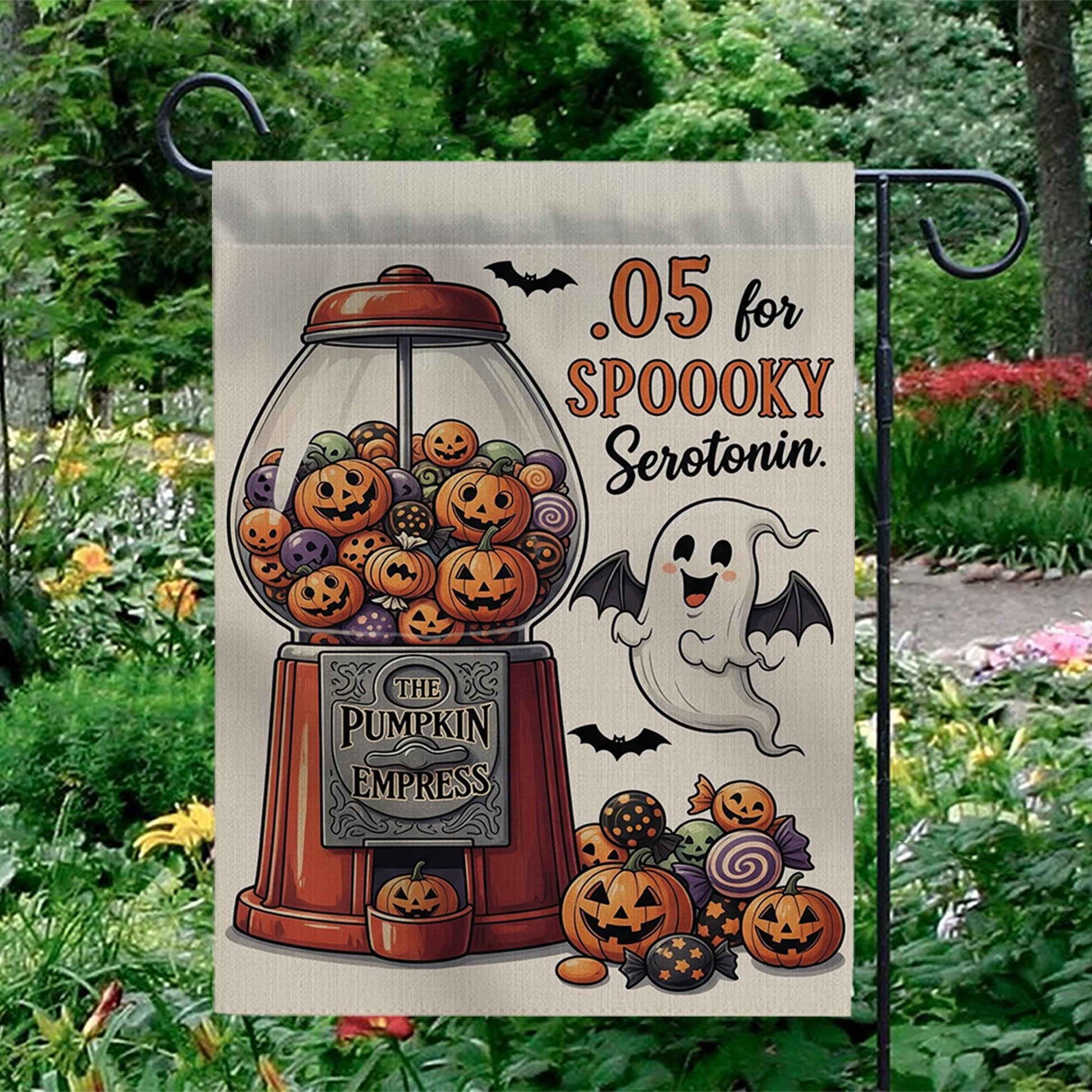 Spooky Halloween Garden Flag, Pumpkin Ghost Yard Sign, Funny Serotonin Décor, Outdoor Fall Lawn Decoration, Cute Halloween Yard Banner