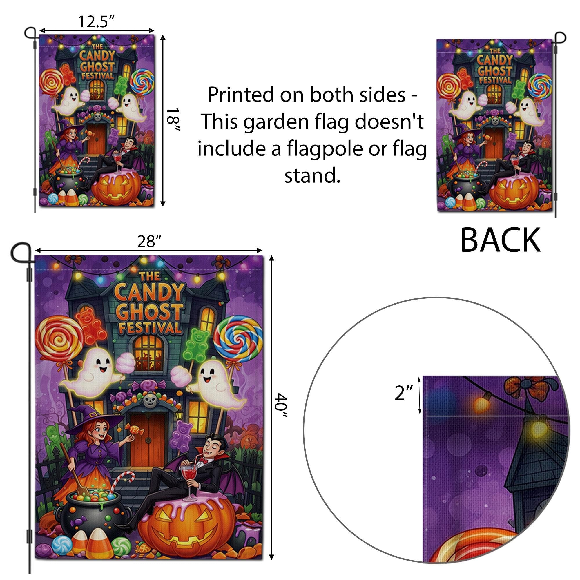 Candy Ghost Festival Garden Flag | Halloween Outdoor Decor | Spooky Yard Art | Trick or Treat Decoration