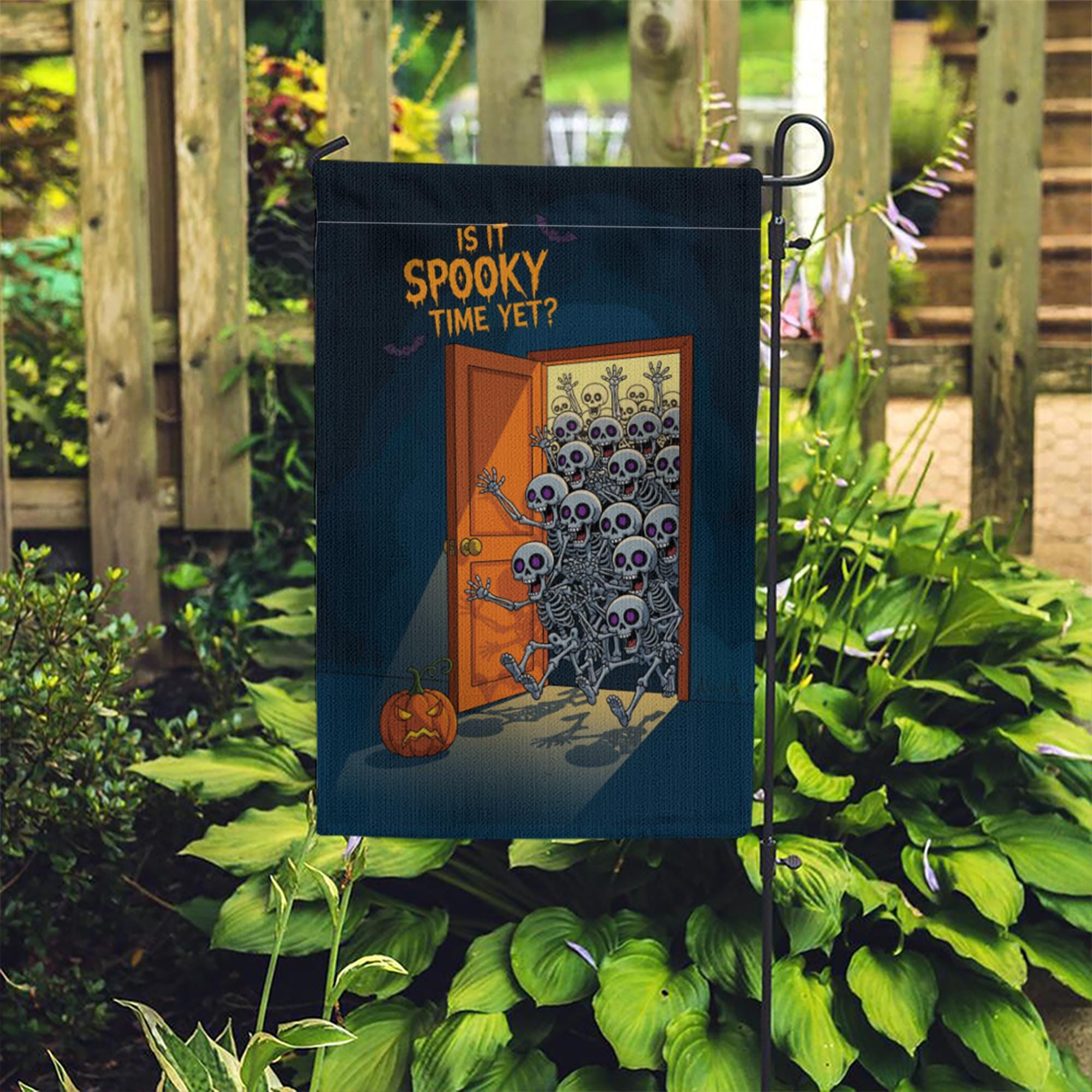 Is It Spooky Time Yet? | Garden Flag | Funny Halloween Skeleton Yard Decor | Outdoor Fall Decoration