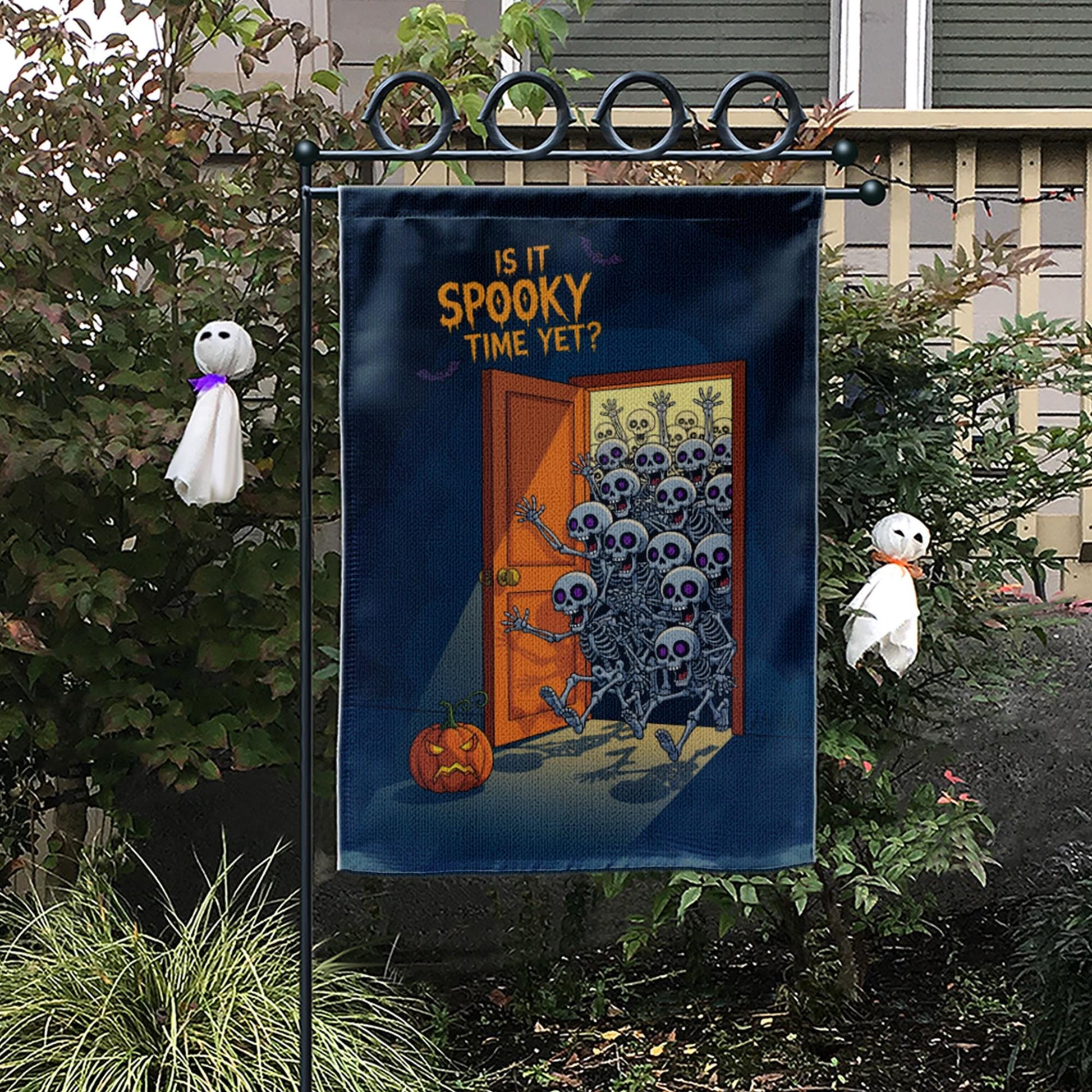 Is It Spooky Time Yet? | Garden Flag | Funny Halloween Skeleton Yard Decor | Outdoor Fall Decoration