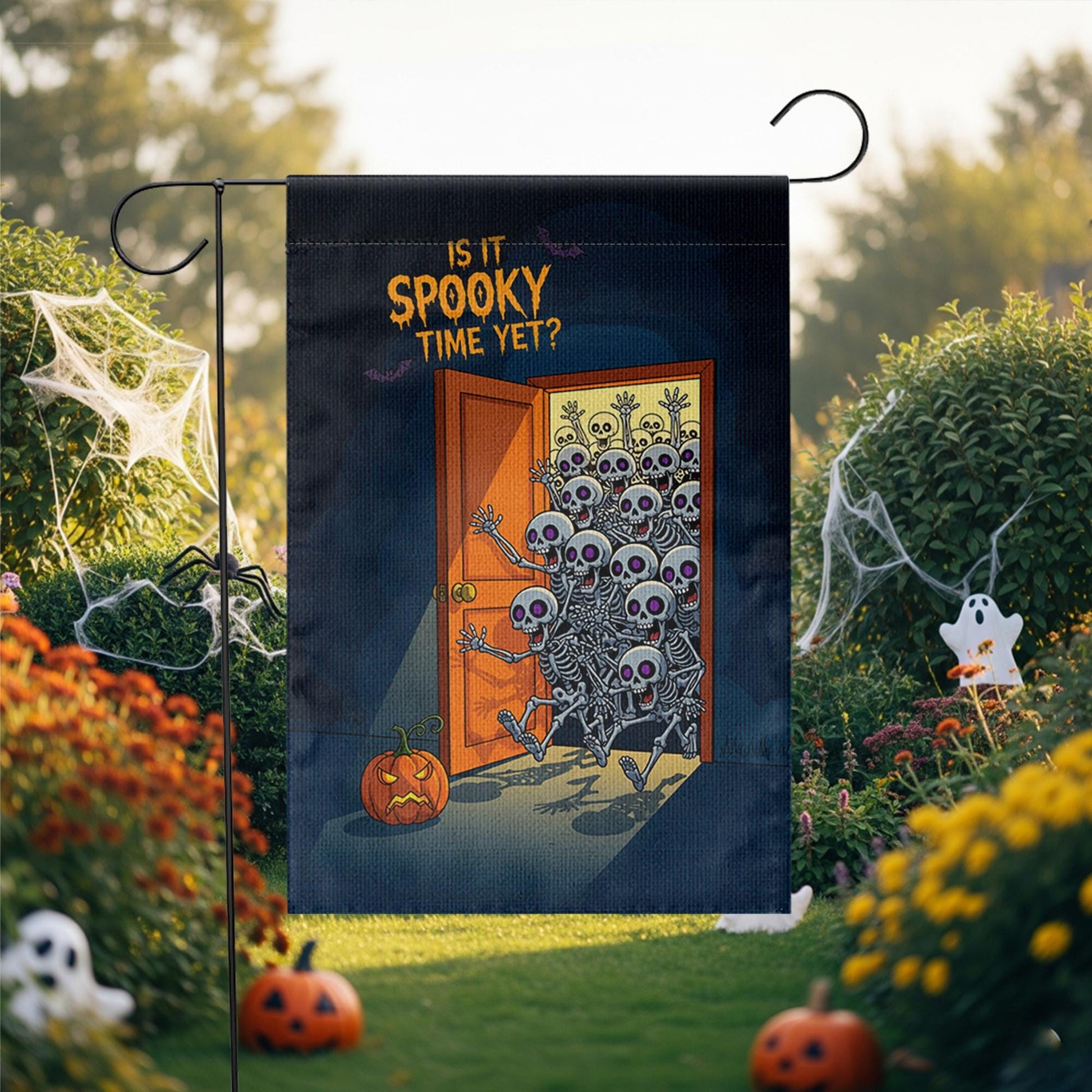 Is It Spooky Time Yet? | Garden Flag | Funny Halloween Skeleton Yard Decor | Outdoor Fall Decoration