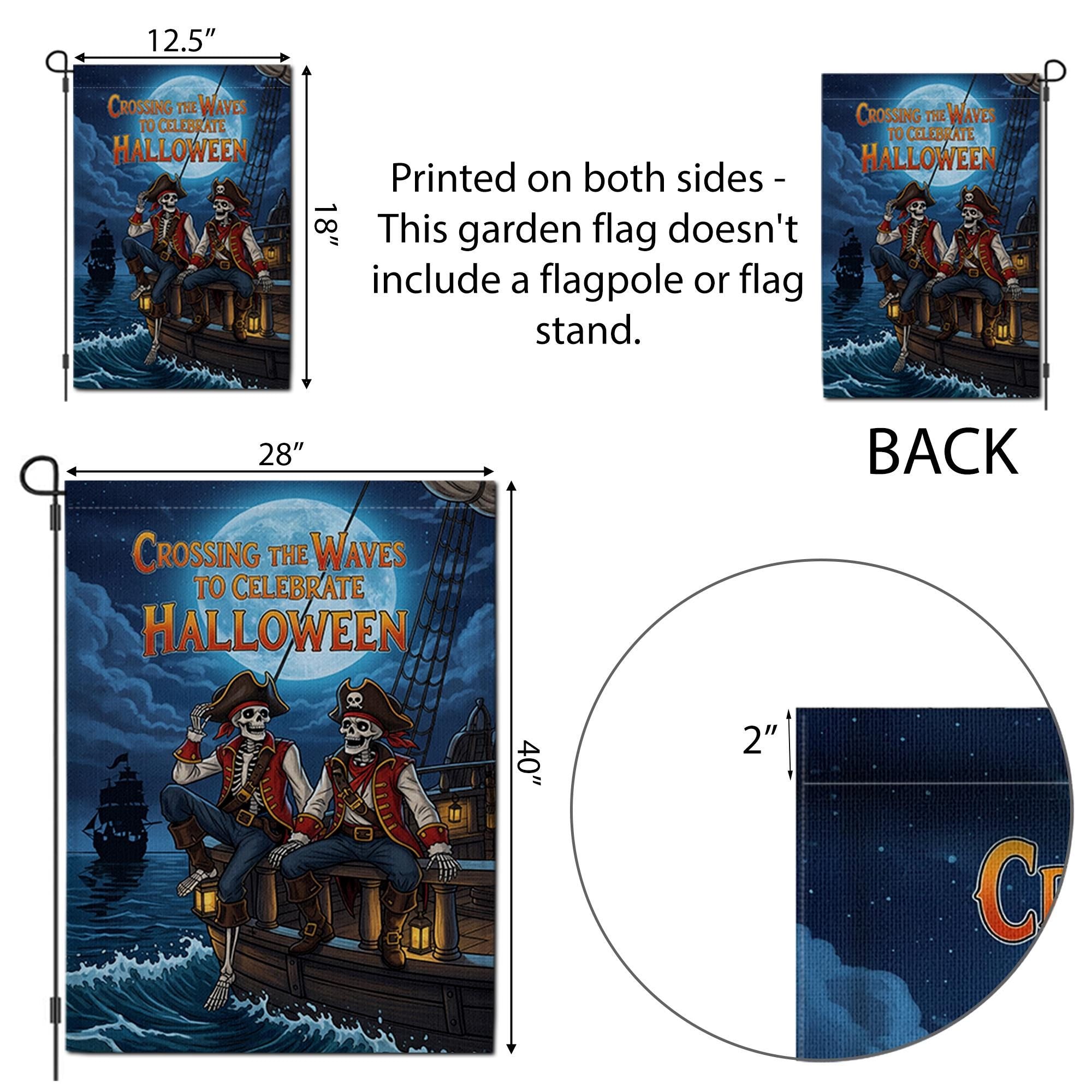 Pirate Skeleton Garden Flag, Halloween Ship Decor, Spooky Ocean Banner, Unique Outdoor Flag, Pirate Theme Yard Art, Halloween Celebration