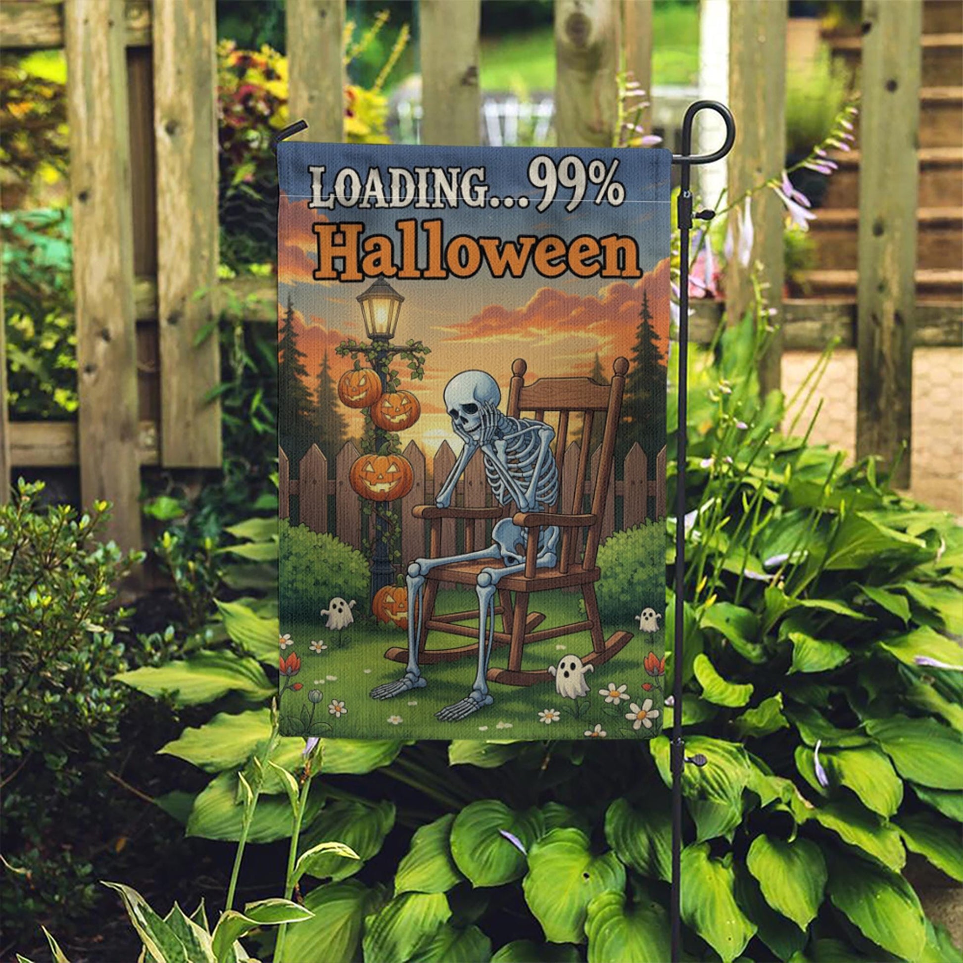 Loading Halloween Garden Flag, Funny Skeleton Decor, Halloween Countdown Flag, Spooky Yard Art, Unique Outdoor Banner, Autumn Gift