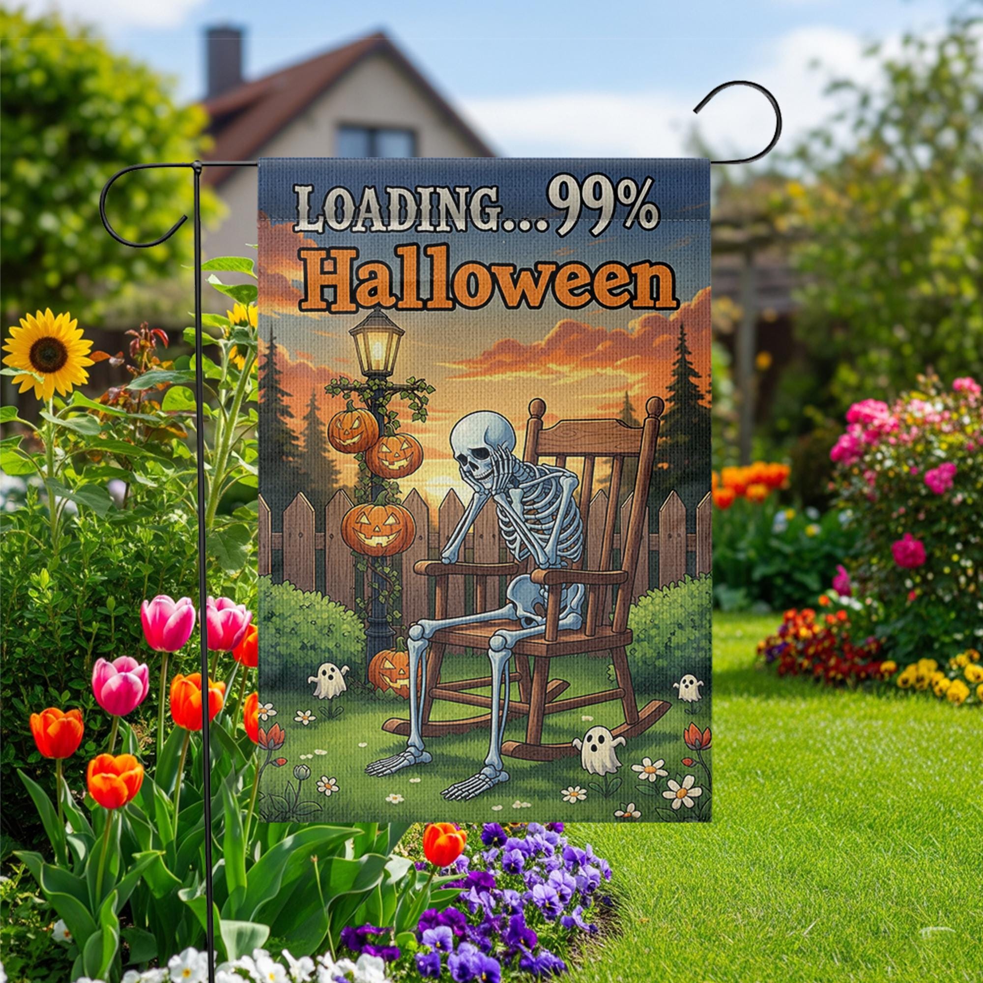 Loading Halloween Garden Flag, Funny Skeleton Decor, Halloween Countdown Flag, Spooky Yard Art, Unique Outdoor Banner, Autumn Gift