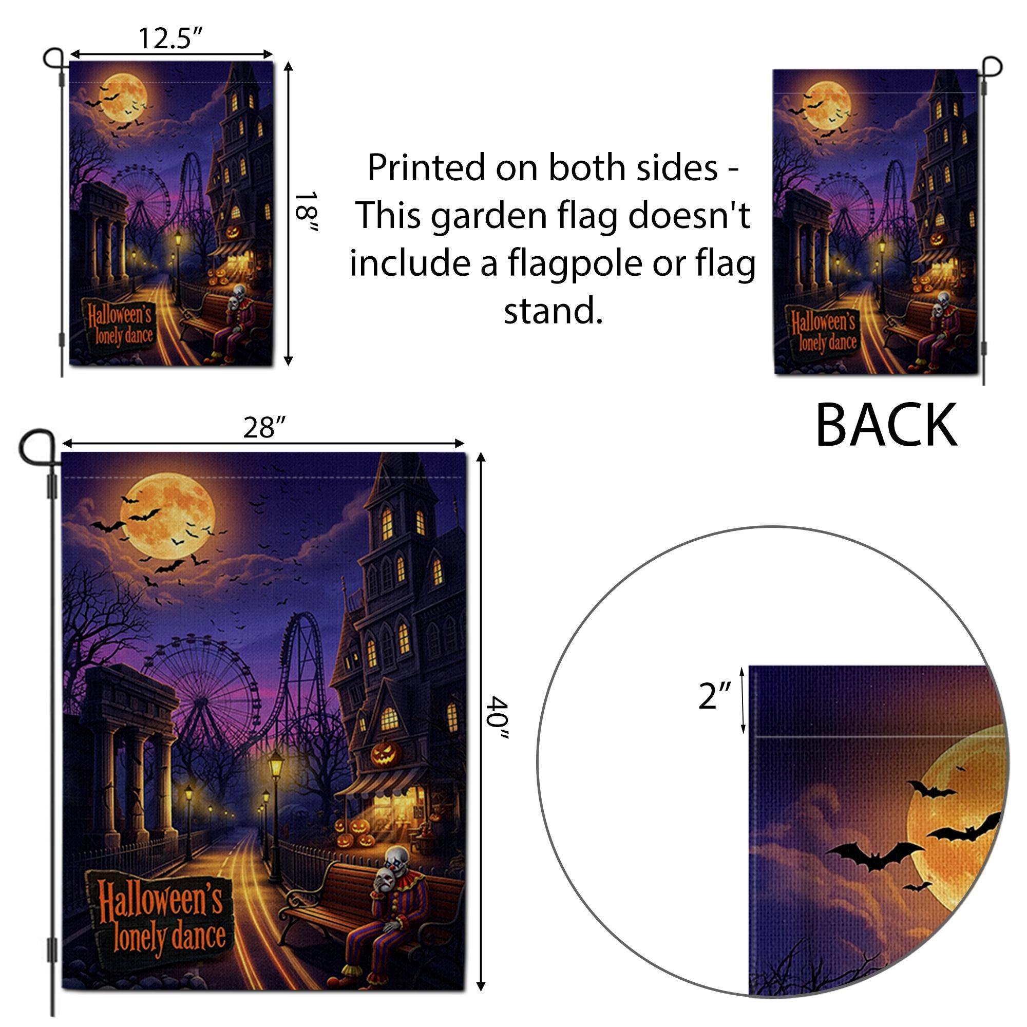 Halloween Lonely Dance Flag, Spooky Carnival Decor, Clown Skeleton Garden Flag, Haunted Park Yard Art, Unique Outdoor Banner, Gothic Gift