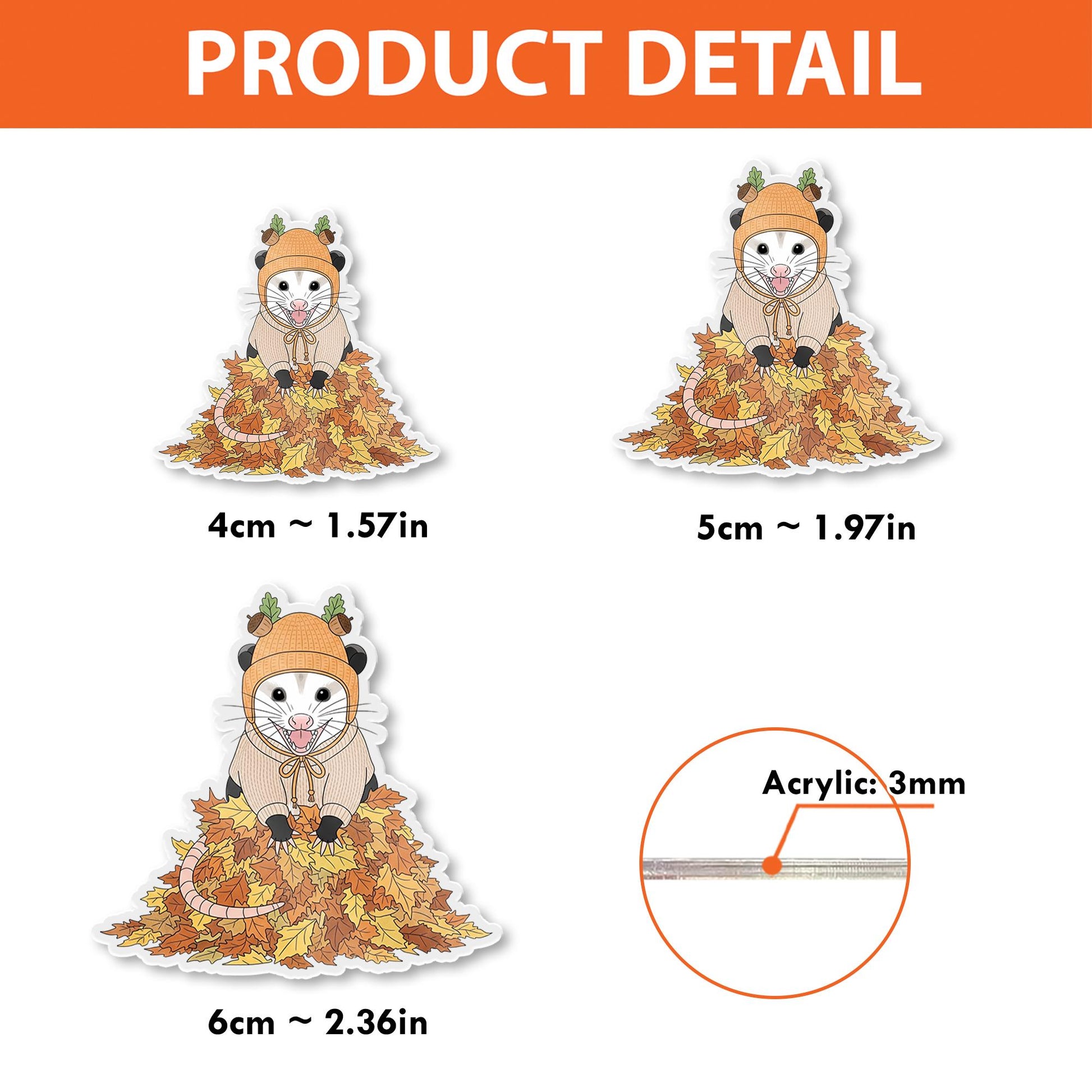 Cute Fall Opossum Badge Reel - Autumn Leaves Nurse ID Holder - Retractable Badge Clip for Medical Staff, Teachers, Vet Tech Gifts