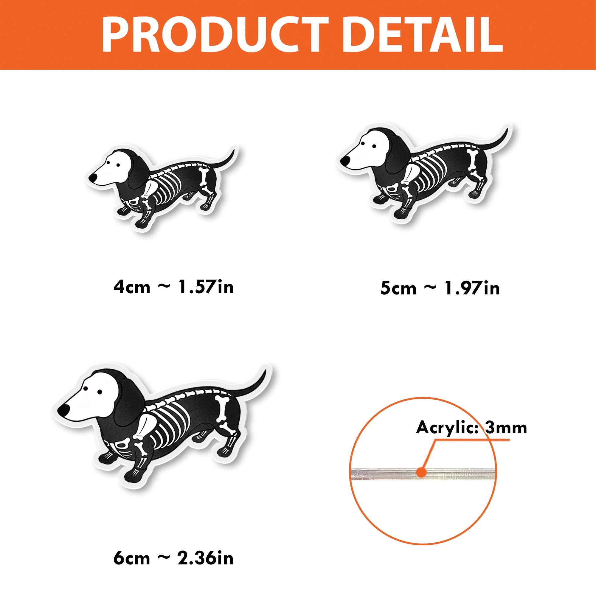 Skeleton Dog Badge Reel - Halloween Dachshund ID Holder - Spooky Cute Retractable Badge Clip for Nurses, Vet Techs, Dog Lovers