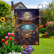 Spooky Halloween Pool Party Garden Flag, Skeleton Vampire Mummy Grim Reaper Yard Decor, A Spooky Night to Remember Fall Outdoor Banner