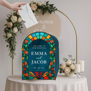 Custom Wedding Card Box – Personalized Arched Gift Box with Names & Date, Custom Floral Reception Decor Keepsake