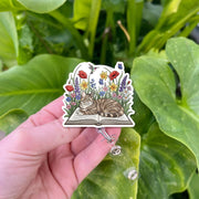 Cat Badge Reel for Book Lovers – Cute Floral Garden Retractable ID Holder, Nurse, Librarian, Teacher Gift, Animal Bookworm Accessory