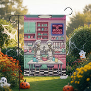 Spooky Kitchen Skeleton Flag – Funny Halloween Garden Flag for Chefs, Bakers & Cooks, Skeleton Decor for Yard or Patio, Fall Outdoor Sign