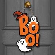 BOO Ghost Halloween Door Hanger, Cute Witch Hat Sign for Front Door, Fun Halloween Decor, Ghost Door Decoration for Fall, Home Door Hanger