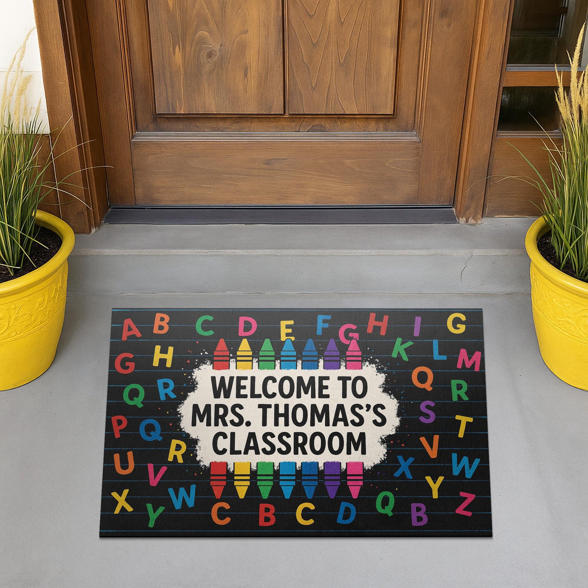 ABC Classroom Doormat, Welcome Mat for Teachers, Personalized Crayon Rug, Back to School Door Mat,  Classroom Decor