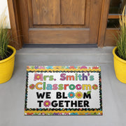 Personalized Classroom Doormat – We Bloom Together Floral Rug for Teachers – Custom Name Welcome Mat for School or Door Decor, Kindergarten