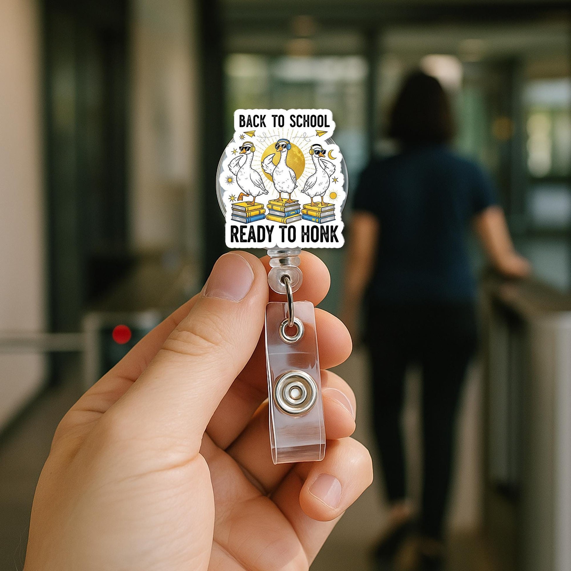 Funny Back to School Goose Badge Reel – “Ready to Honk” ID Holder for Teachers, Staff, Students – Cute and Humorous Lanyard Accessory