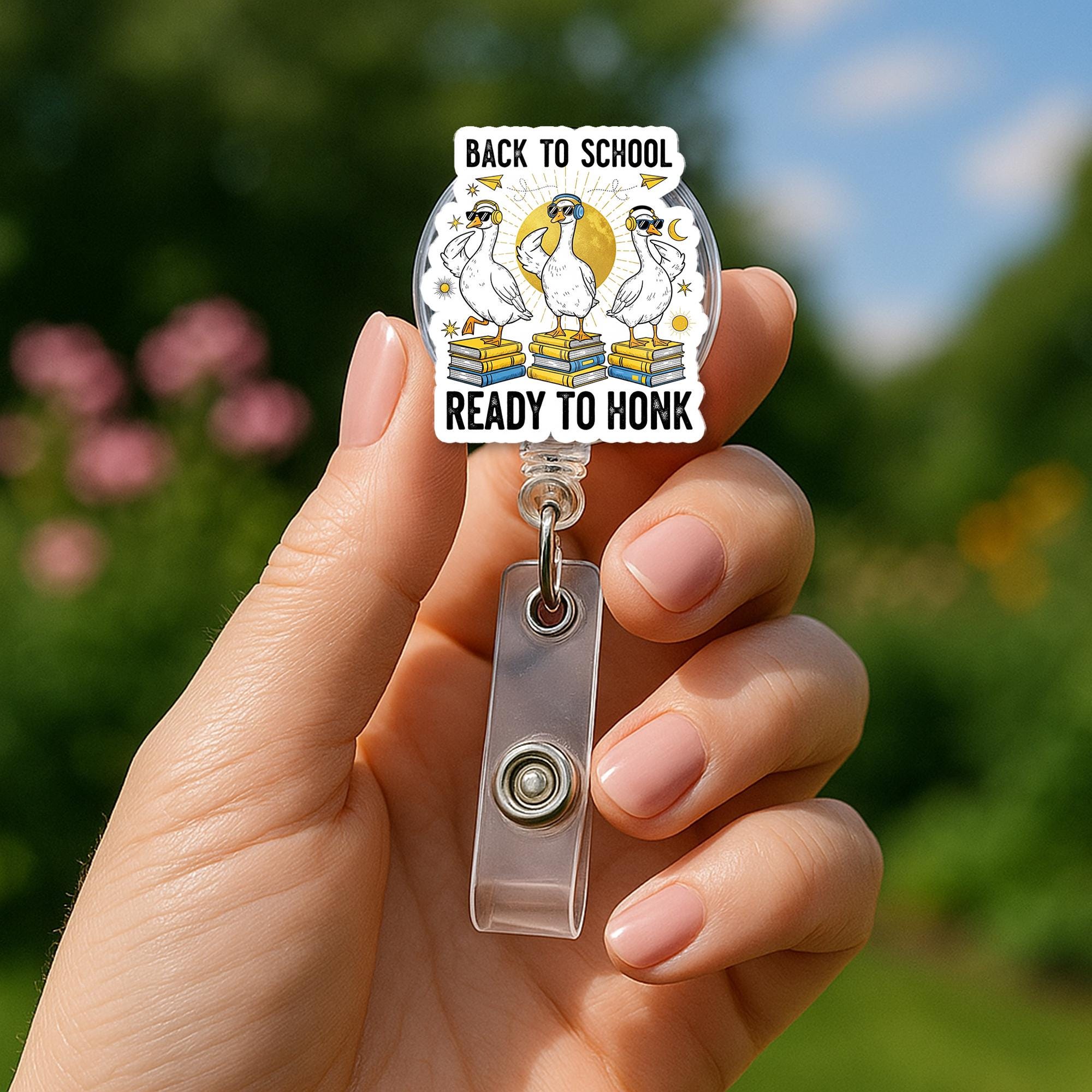 Funny Back to School Goose Badge Reel – “Ready to Honk” ID Holder for Teachers, Staff, Students – Cute and Humorous Lanyard Accessory
