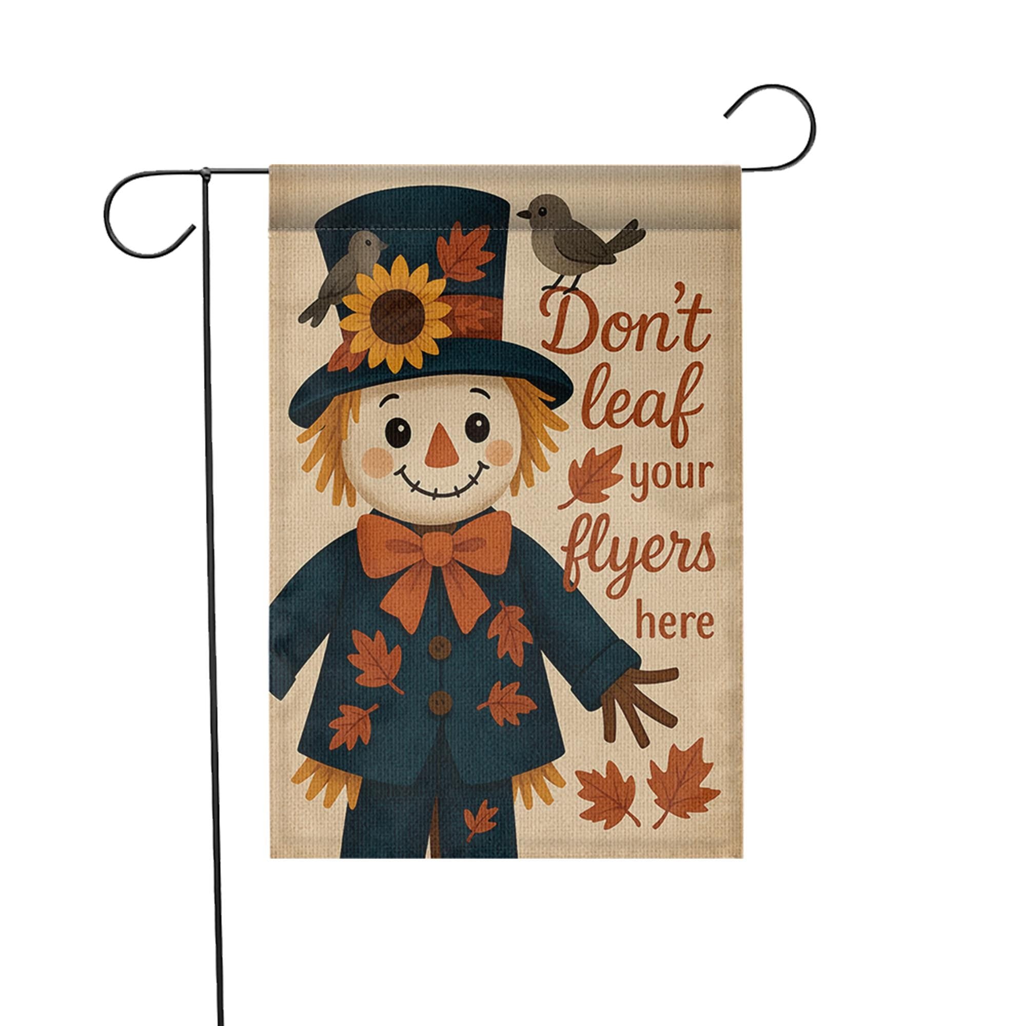 No Soliciting Garden Flag, Funny Fall Yard Decor, Scarecrow Outdoor Sign, Don't Leaf Flyers Here Flag, Cute Autumn Porch Decoration