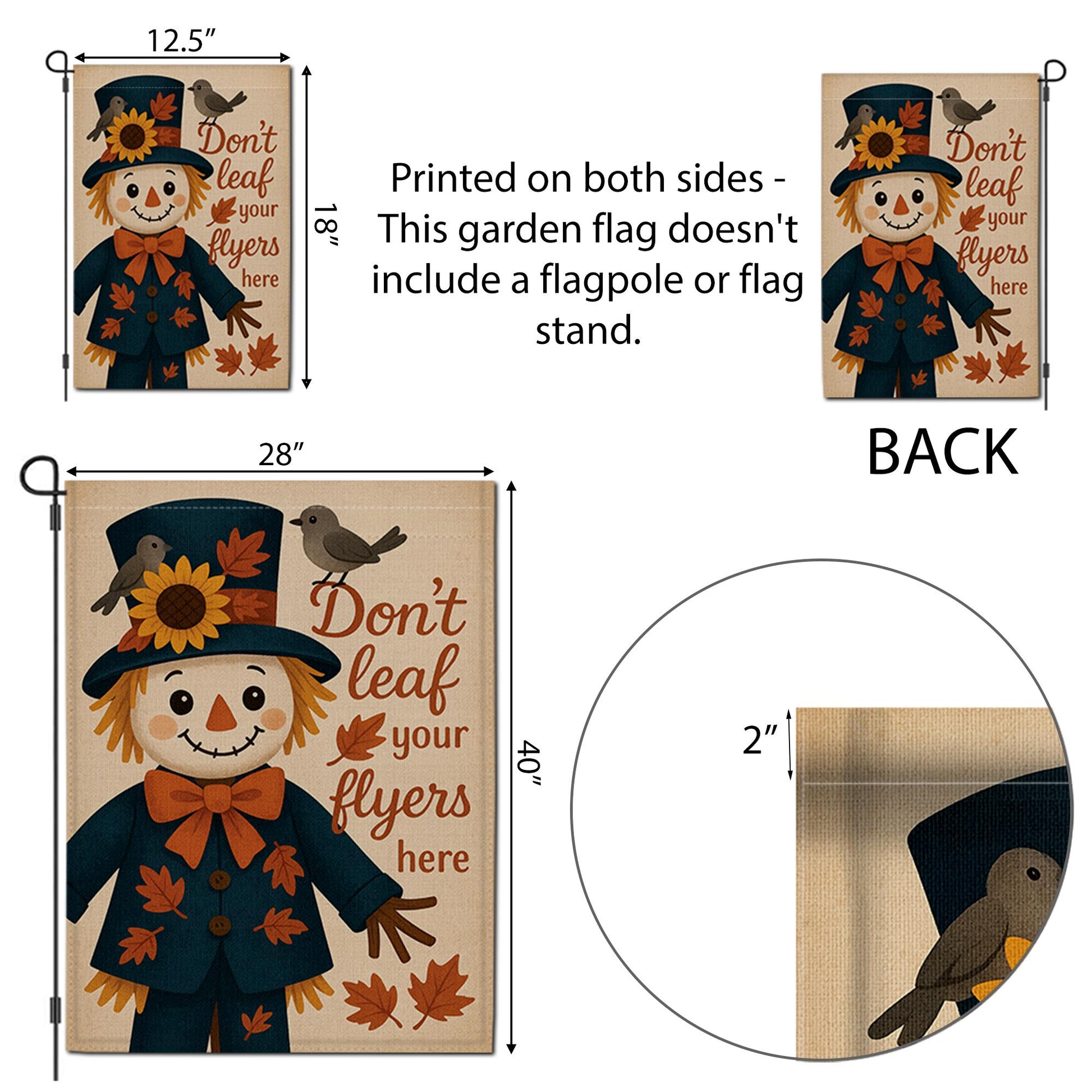 No Soliciting Garden Flag, Funny Fall Yard Decor, Scarecrow Outdoor Sign, Don't Leaf Flyers Here Flag, Cute Autumn Porch Decoration