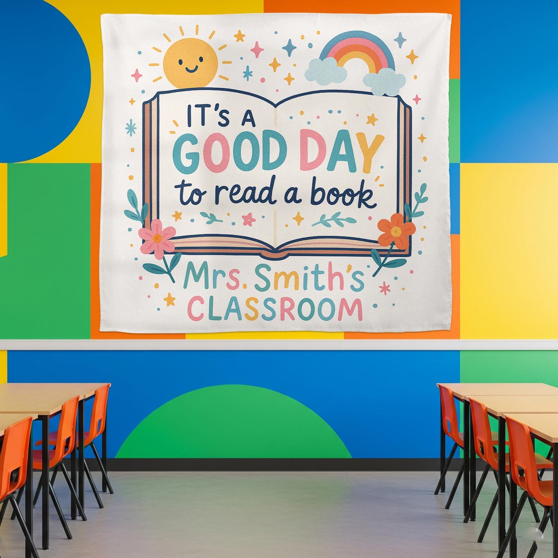 It's a Good Day to Read a Book Tapestry, Classroom Wall Decor, Reading Corner Sign, Teacher Gift, Book Lover Banner, Cute Decor